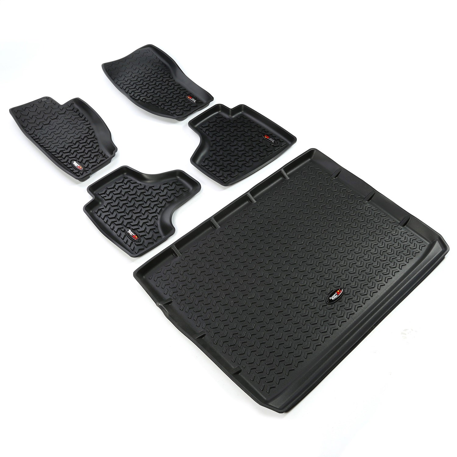 Rugged Ridge 12988.28 All Terrain Floor Liner; Front And Rear; 5-Piece; Includes Cargo Liner; Black; Rugged Ridge 12988.28