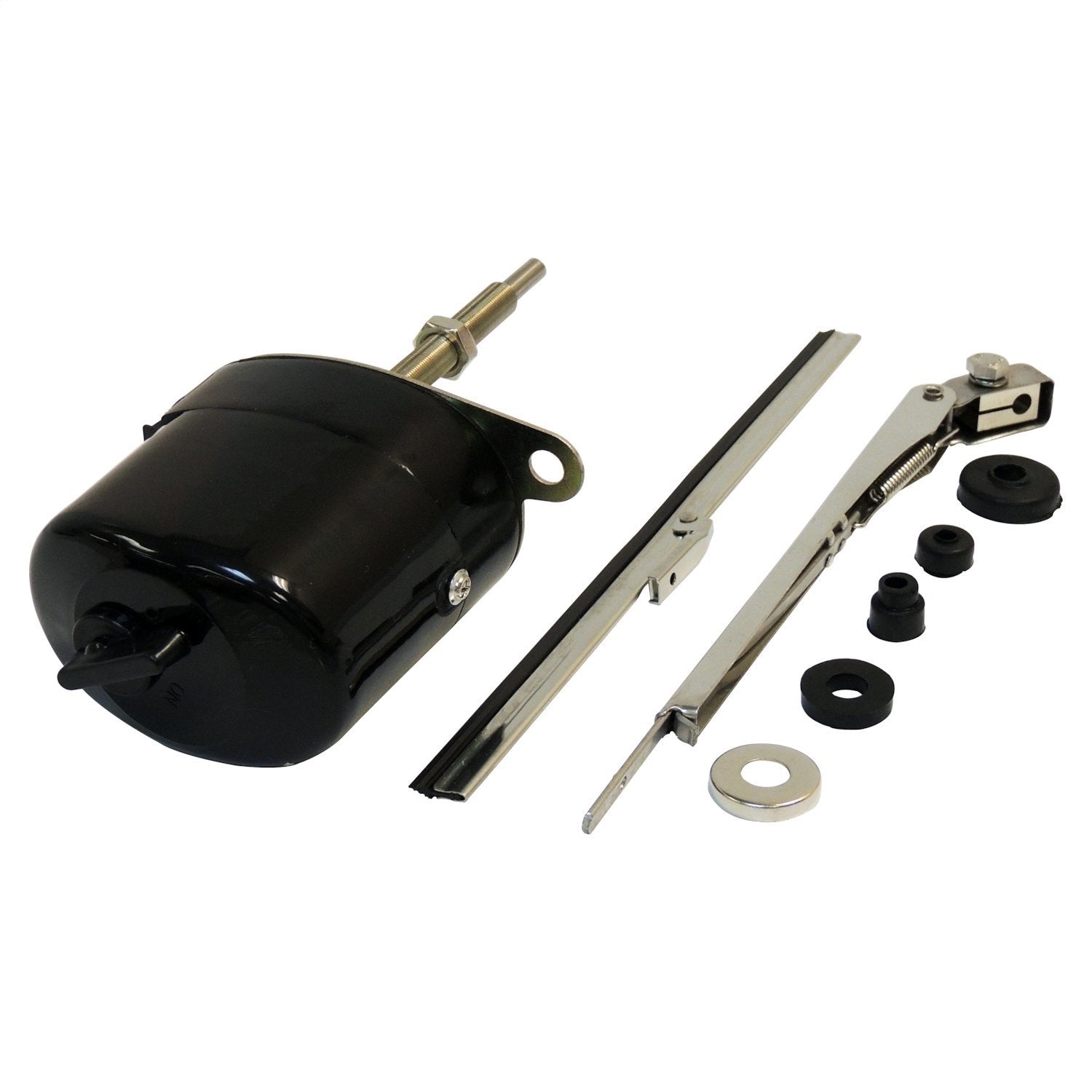 Crown Automotive Jeep Replacement 12V Wiper Motor Kit; 12 Volt Motor; Incl. Motor/Arm/Blade/Mounting Grommets; Crown Automotive Jeep Replacement 12V