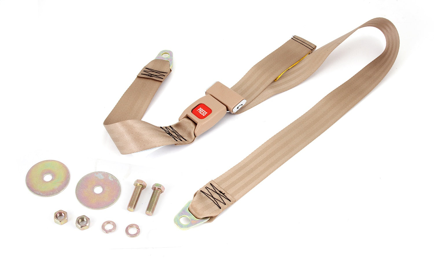 Omix 13202.20 Lap Seat Belt; 60 in.; Non-Retractable; Tan; Belt Mounting Hardware Included; Omix 13202.20