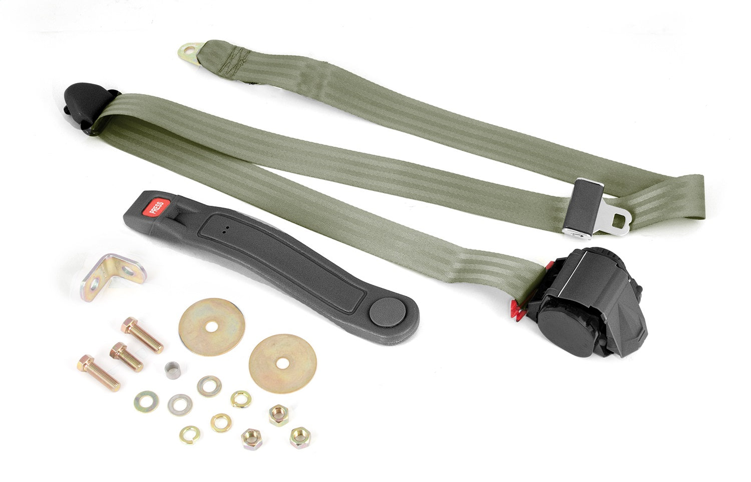 Omix 13202.42 Seat Belt; 3 Point; Retractable; Olive Drab; Retractable Shoulder Harnesses; Omix 13202.42