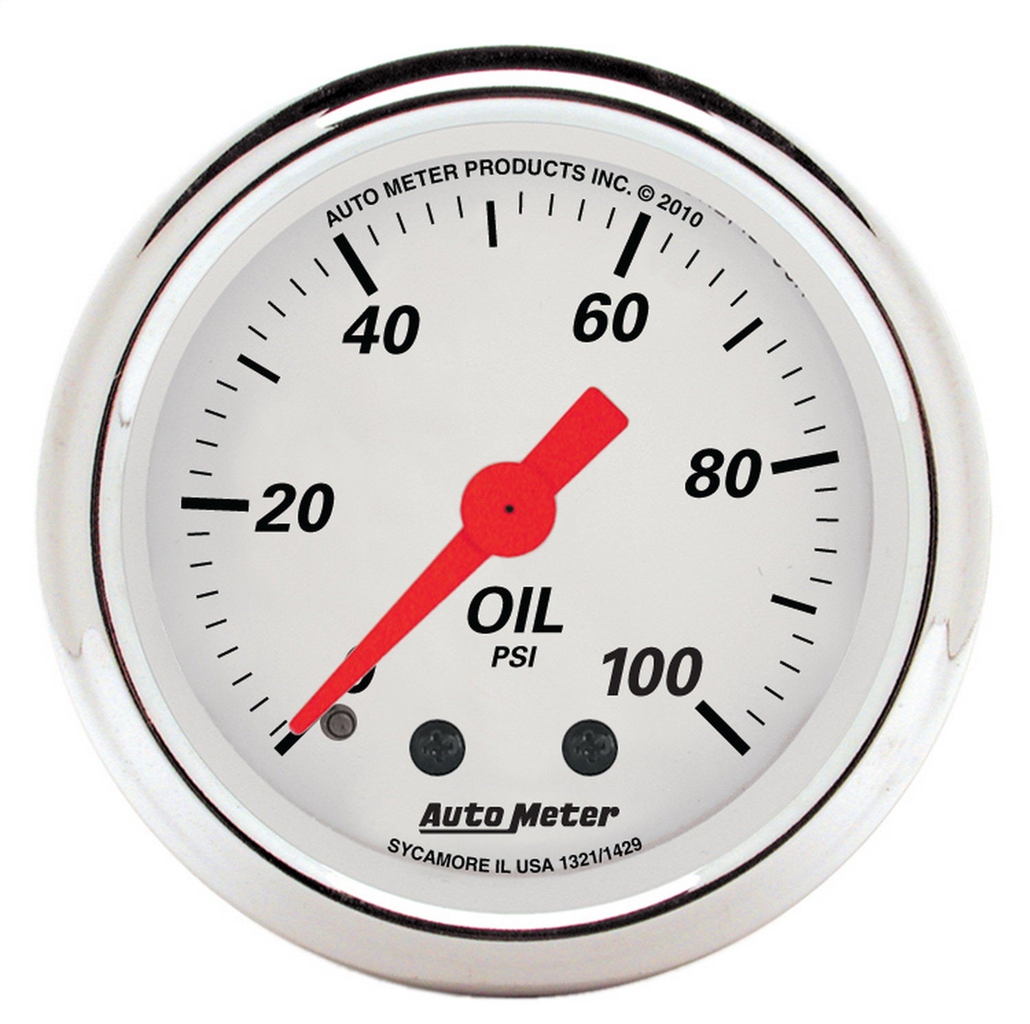 AutoMeter 1321 GAUGE; OIL PRESS; 2 1/16in.; 100PSI; MECH; ARCTIC WHITE AutoMeter 1321