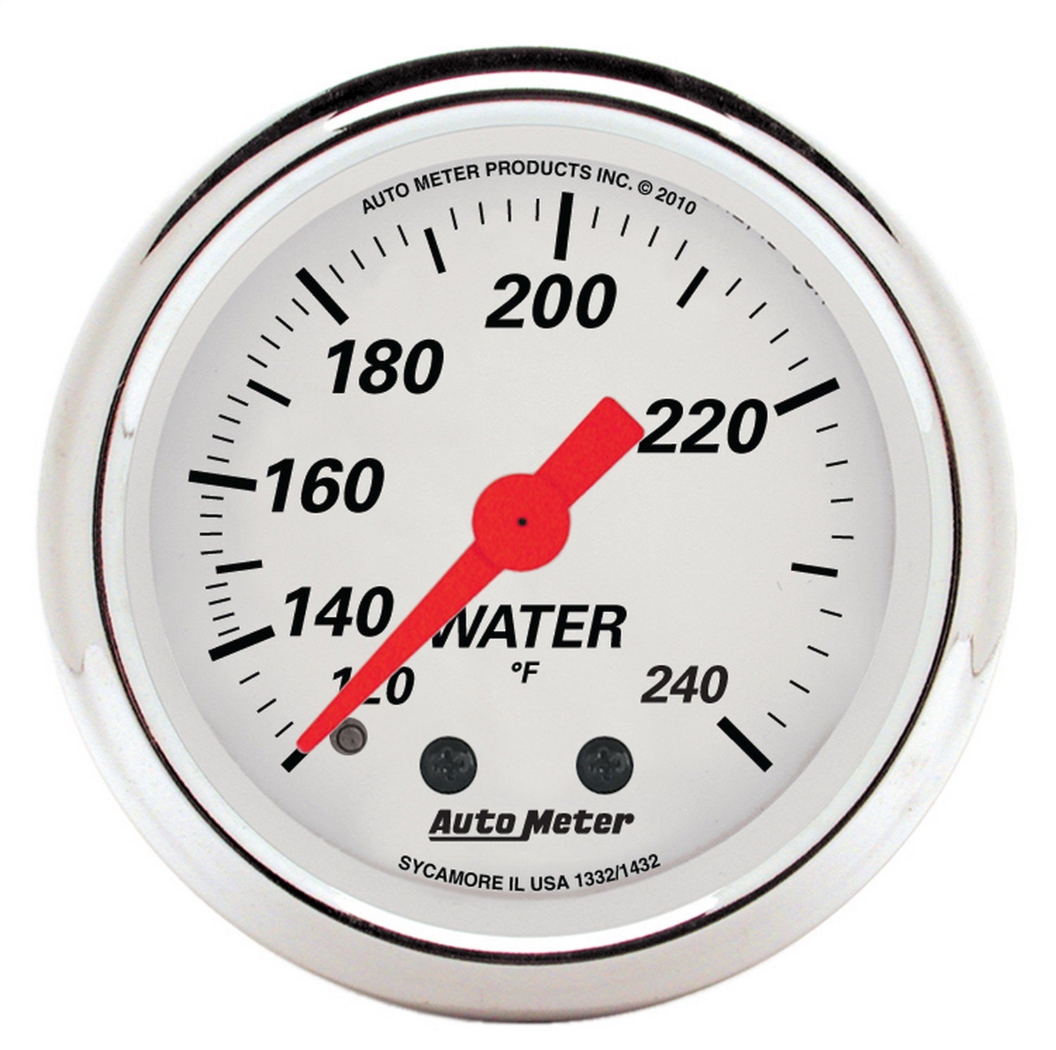AutoMeter 1332 GAUGE; WATER TEMP; 2 1/16in.; 120-240deg.F; MECH; ARCTIC WHITE AutoMeter 1332