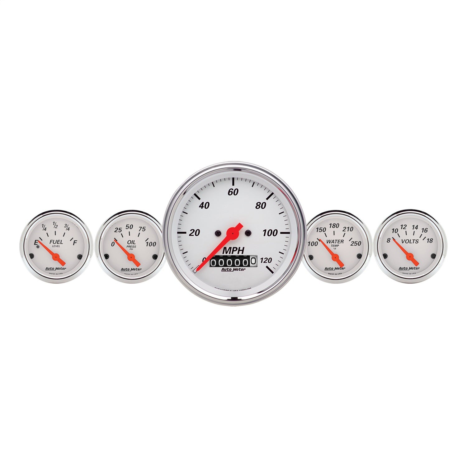 AutoMeter 1340 GAUGE KIT; 5 PC.; 3 3/8in./2 1/16in.; ELEC. SPEEDOMETER; ARCTIC WHITE AutoMeter 1340