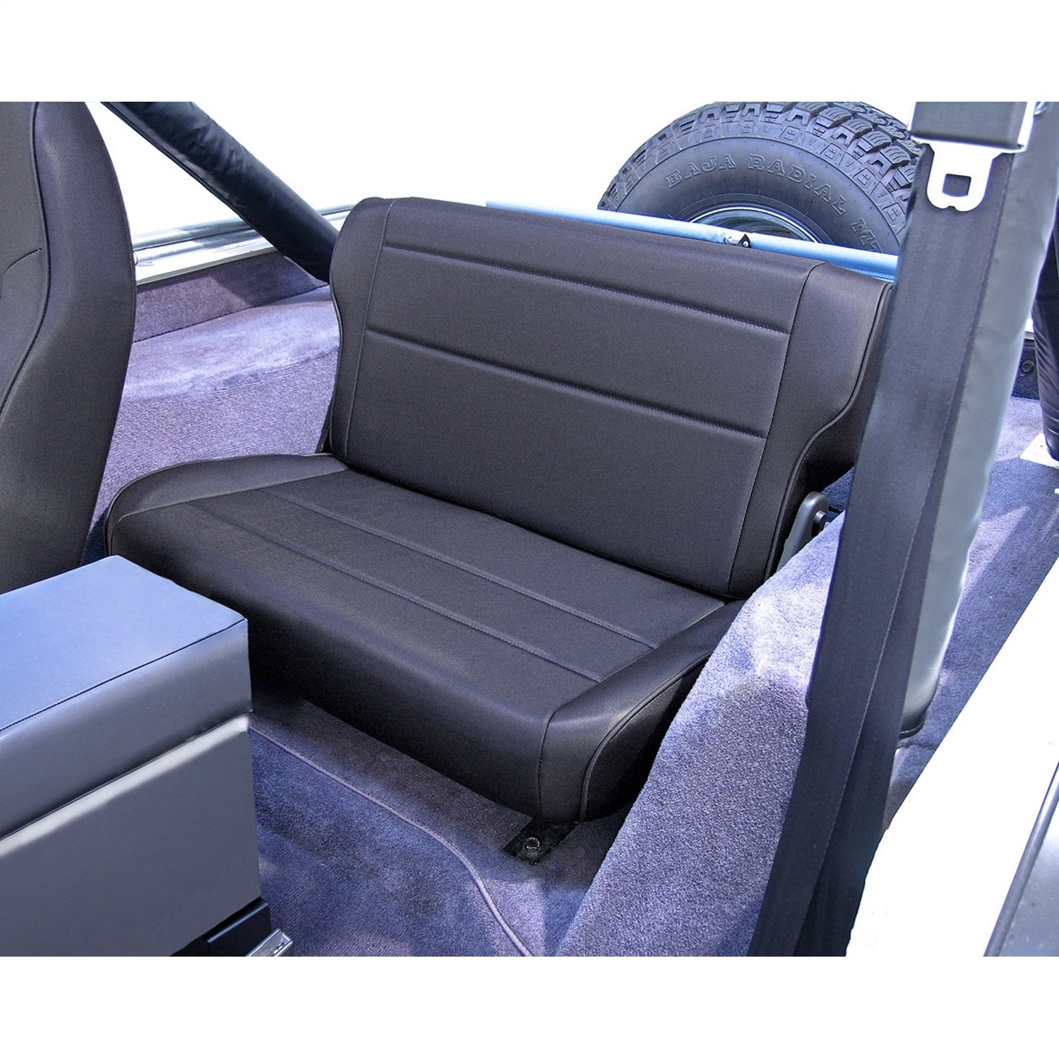 Rugged Ridge 13462.15 Fold And Tumble Rear Seat; Rear; Black Denim; Rugged Ridge 13462.15