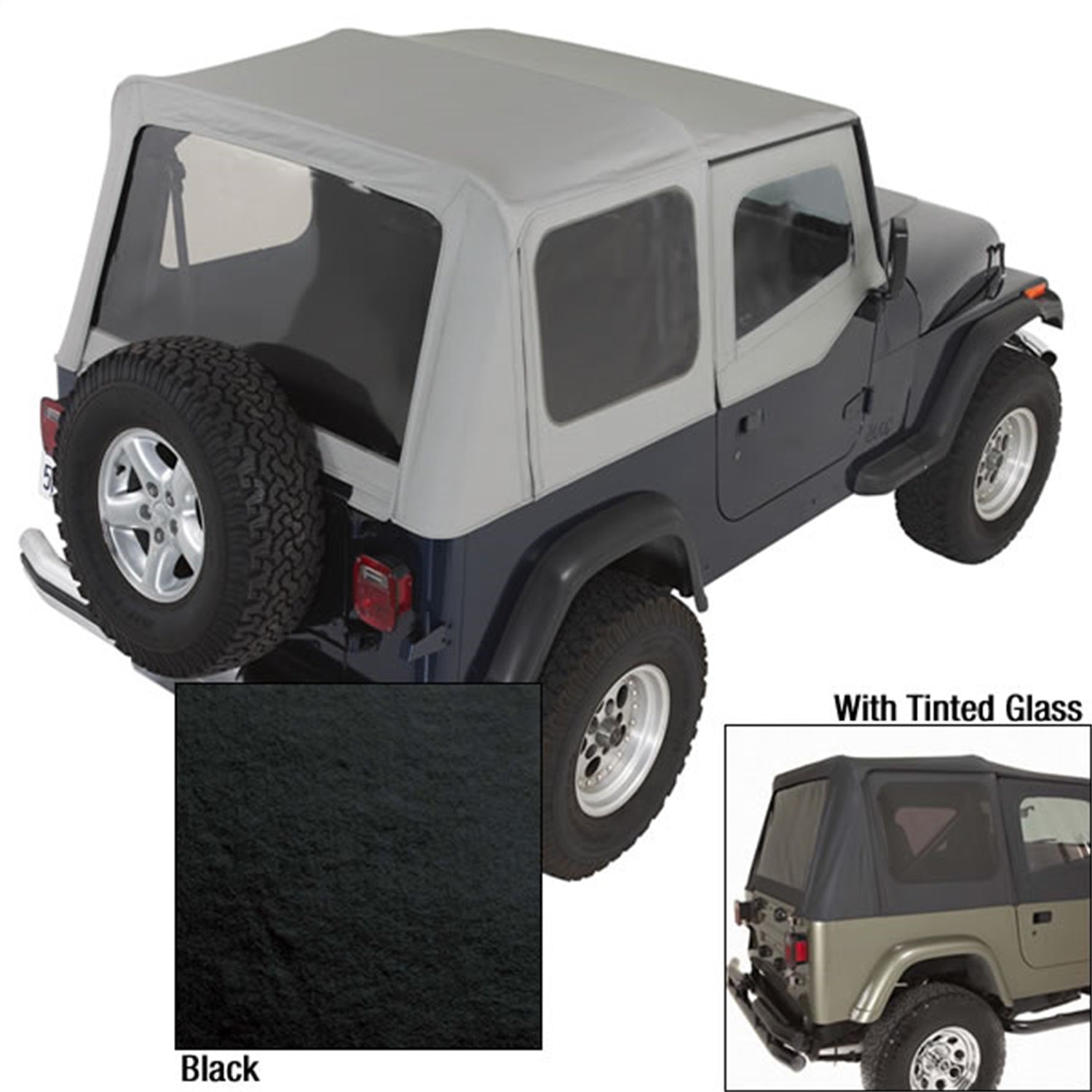 Rugged Ridge 13702.15 Fabric Replacement Top; w/Door Skins/Tinted Windows; Black Denim; Rugged Ridge 13702.15