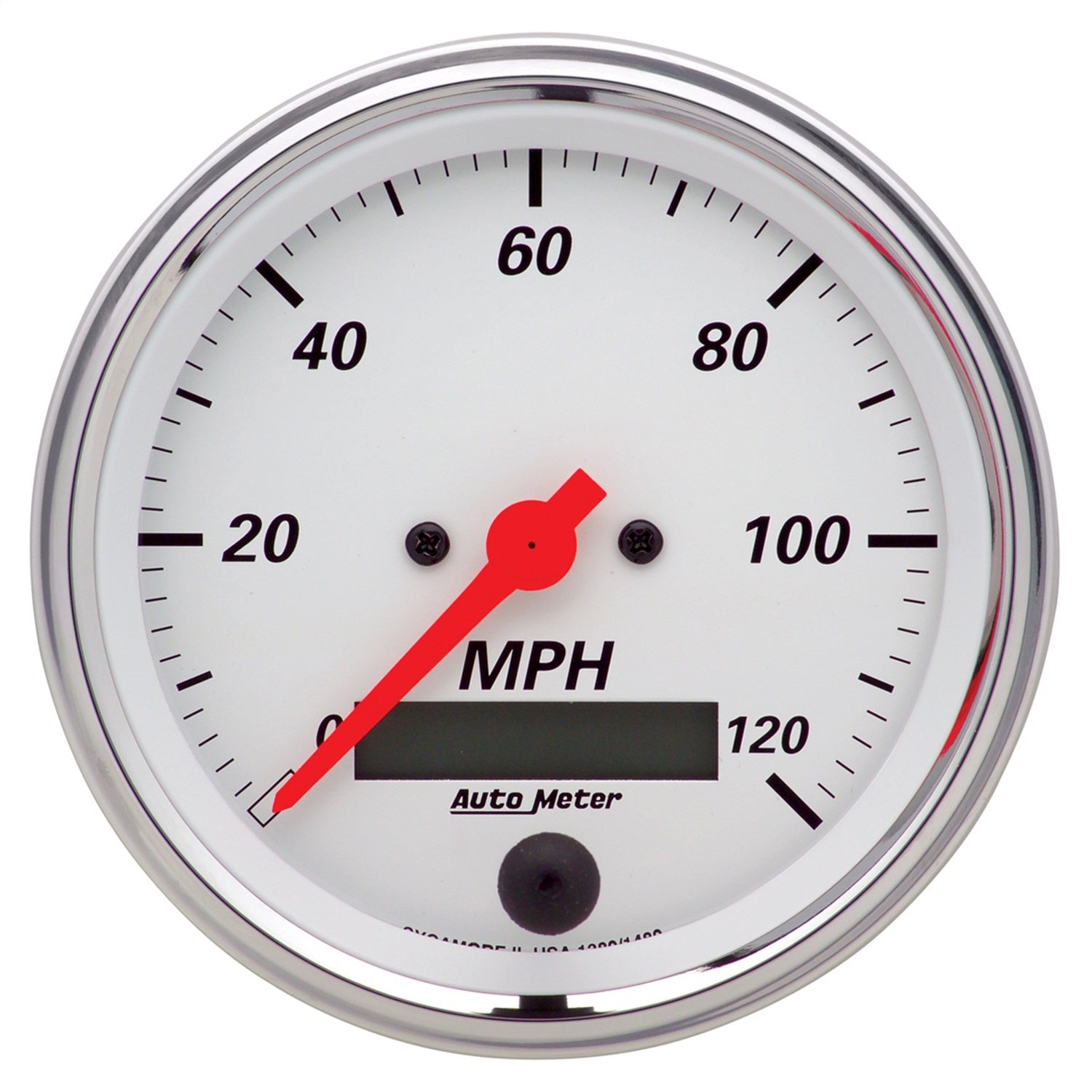 AutoMeter 1380 GAUGE; SPEEDOMETER; 3 3/8in.; 120MPH; ELEC. PROG. W/LCD ODO; ARCTIC WHITE AutoMeter 1380