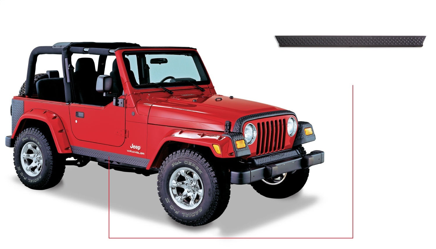 Bushwacker 14002 TrailArmor™ Rocker Panel; OE Matte Black; Side Panels Only; DiamondBack Style; Bushwacker 14002