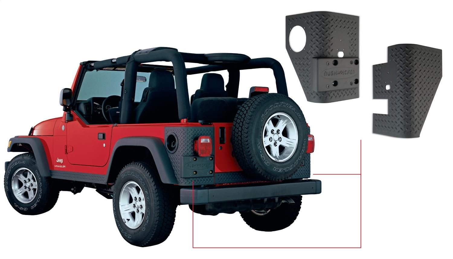 Bushwacker 14004 TrailArmor™ Corner Guard; Rear; OE Matte Black; For Factory Fender Flares; Bushwacker 14004