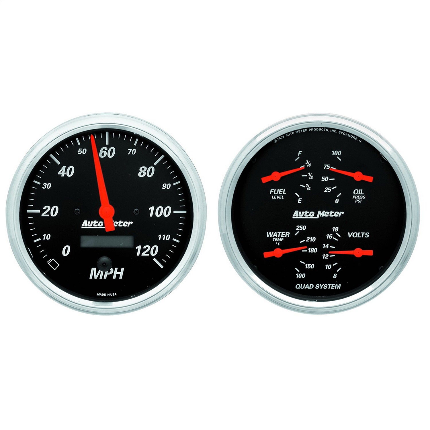 AutoMeter 1403 2 PC. GAUGE KIT; 5in. QUAD/SPEEDOMETER; 240-33 O; DESIGNER BLACK AutoMeter 1403