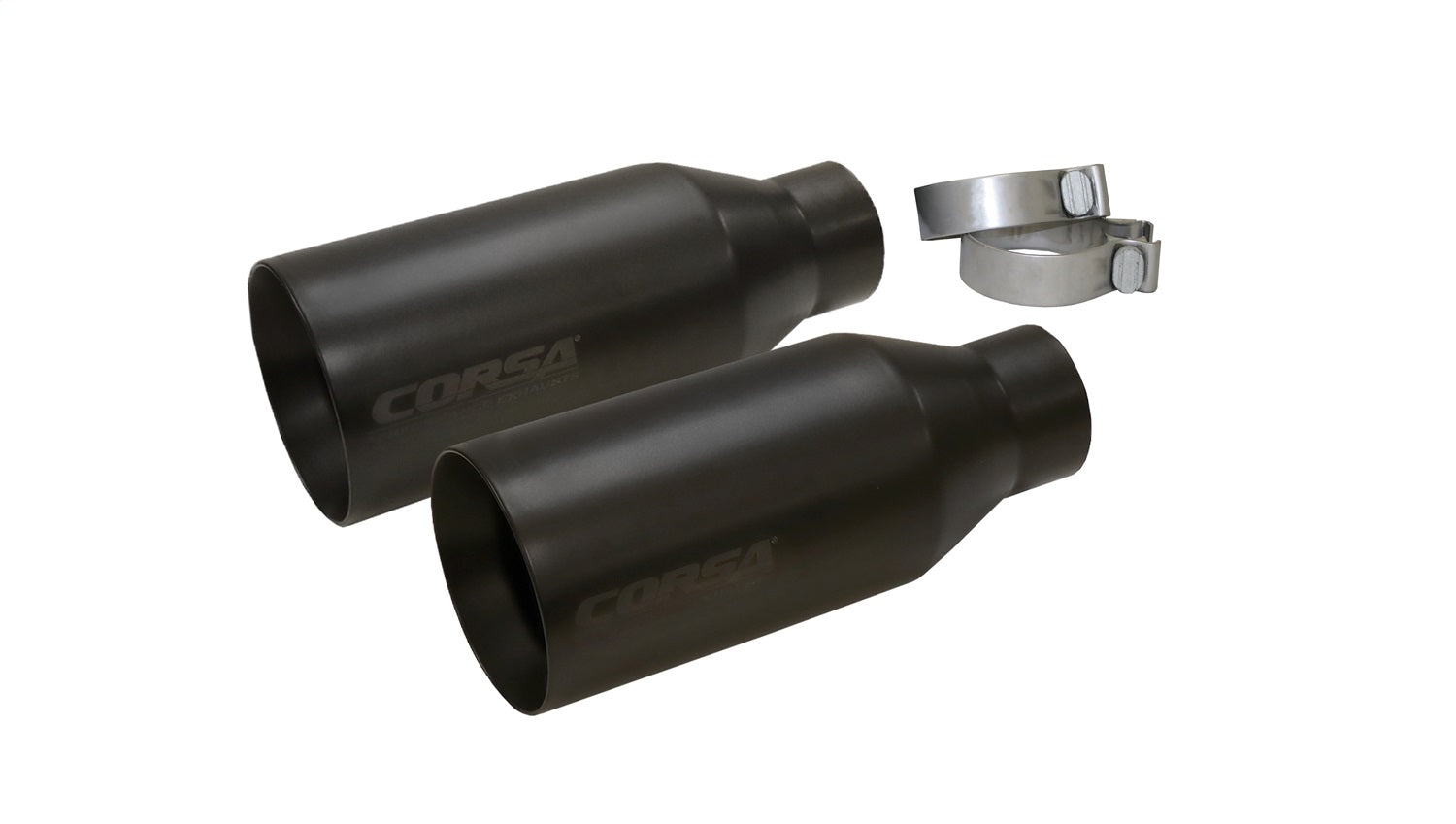 Corsa Performance 14051BPC Single (Qty 2) 5.0in. Straight Cut Black Powder Coat Tip Kit (Clamps Included) Corsa Performance 14051BPC