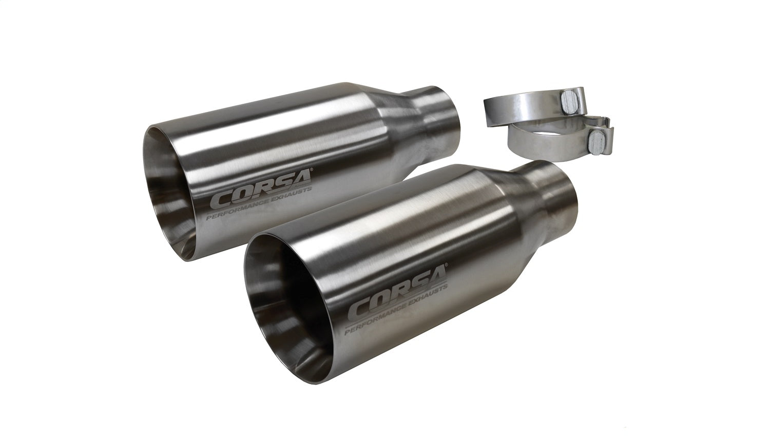 Corsa Performance 14051 Single (Qty 2) 5.0in. Straight Cut Satin Tip Kit (Clamps Included) Corsa Performance 14051
