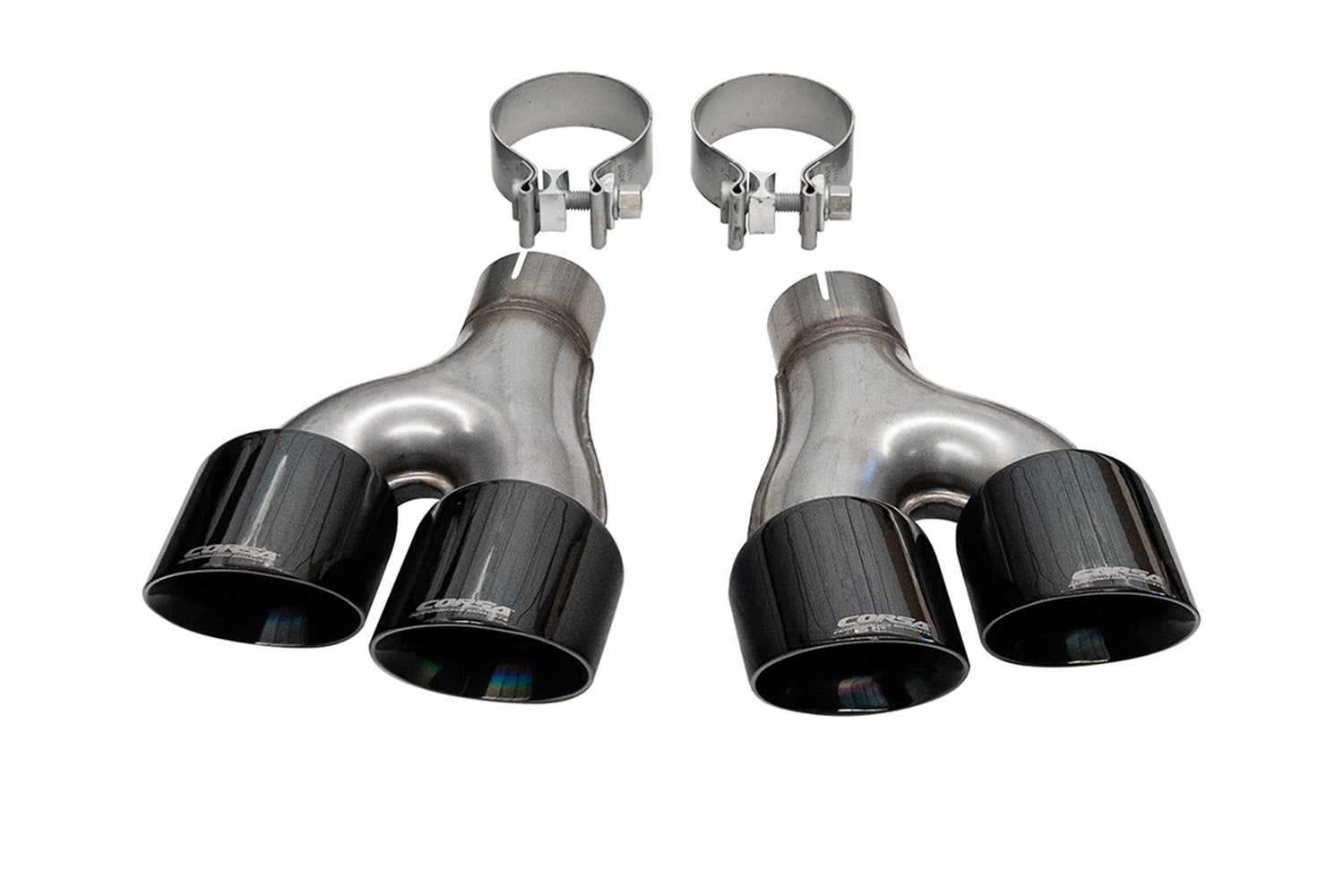 Corsa Performance 14068BLK Twin 4.0in. Polished Black PVD Pro-Series Tip Kit (Clamps Included) Corsa Performance 14068BLK