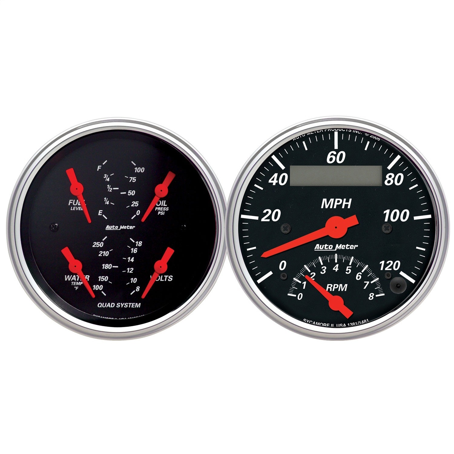 AutoMeter 1409 2 PC. GAUGE KIT; 3-3/8in. QUAD/TACH/SPEEDO; 240-33 O; DESIGNER BLACK AutoMeter 1409