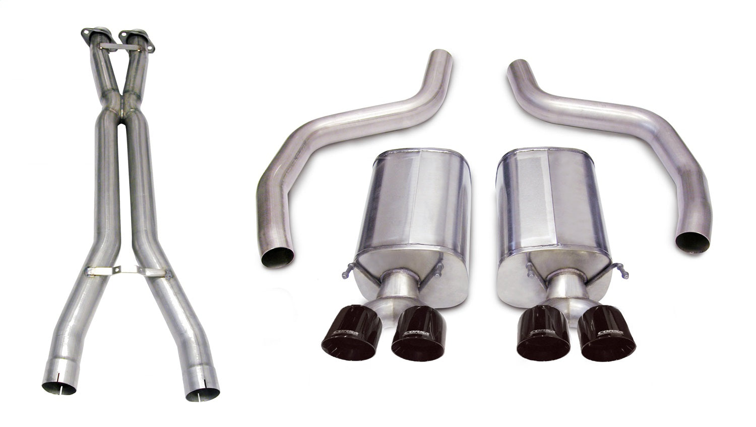 Corsa Performance 14164CB1BLK 3.0in. Cat-Back Dual Rear Exit with Twin 4.0in. Black PVD Pro-Series Tips Corsa Performance 14164CB1BLK