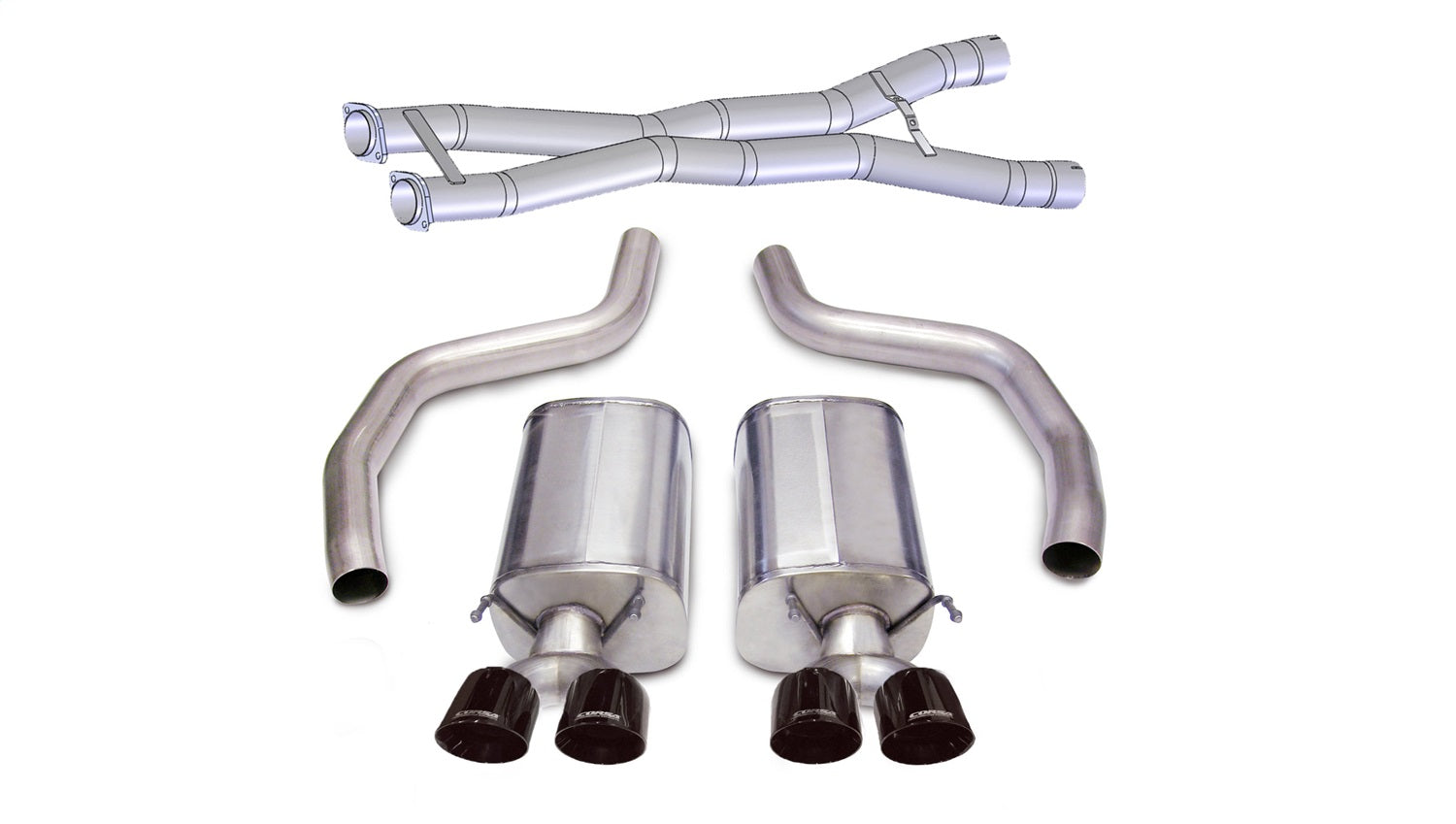 Corsa Performance 14164CB3BLK 3.0in. Cat-Back Dual Rear Exit with Twin 4.0in. Black PVD Pro-Series Tips Corsa Performance 14164CB3BLK