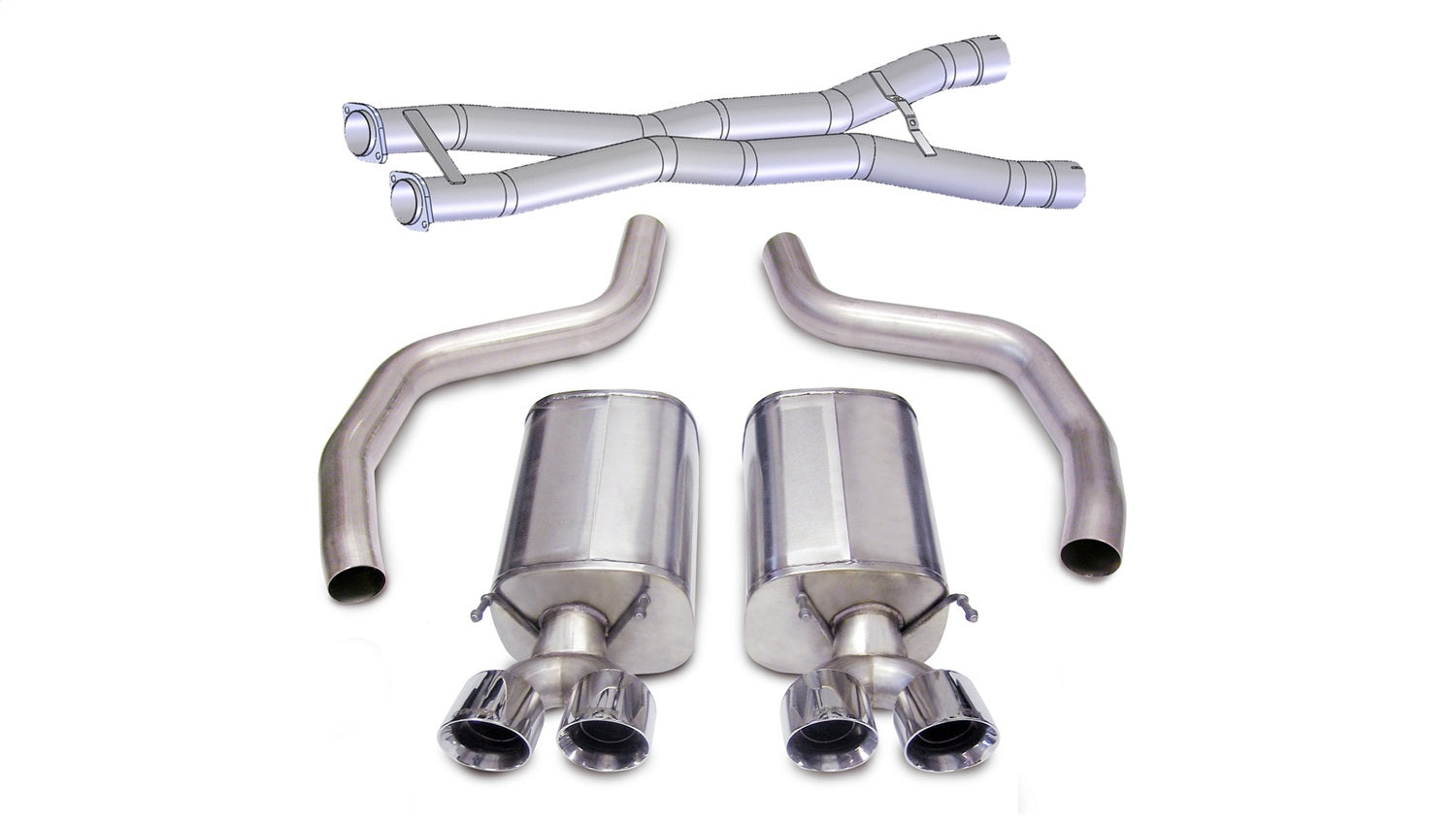 Corsa Performance 14164CB3 3.0in. Cat-Back Dual Rear Exit with Twin 4.0in. Polished Pro-Series Tips Corsa Performance 14164CB3