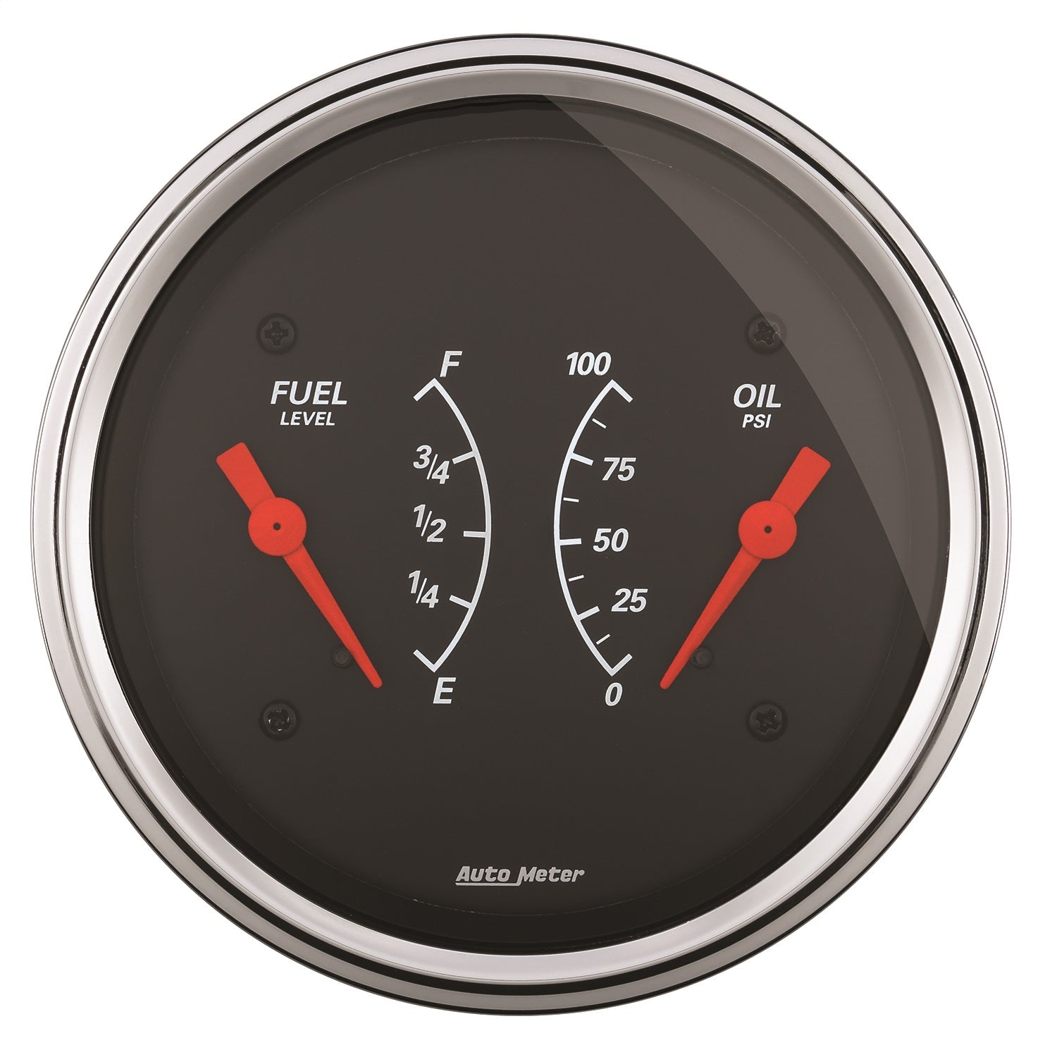 AutoMeter 1434 GAUGE; DUAL; FUEL/OILP; 3 3/8in.; 0OE-90OF/100PSI; ELEC; DESIGNER BLACK AutoMeter 1434