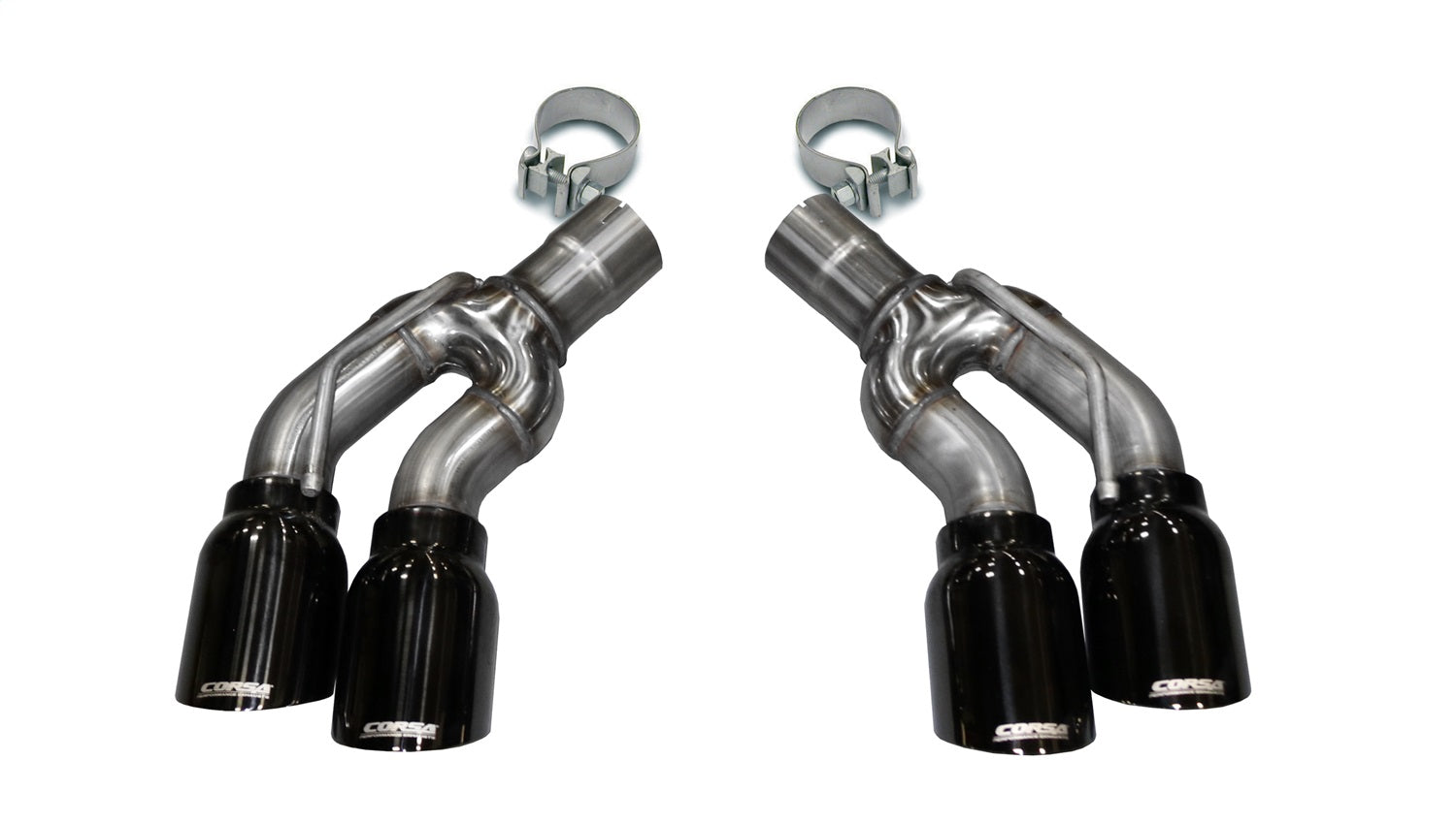 Corsa Performance 14359BLK Twin 4.0in. Black PVD Pro-Series Tip Kit (Clamps Included) Corsa Performance 14359BLK