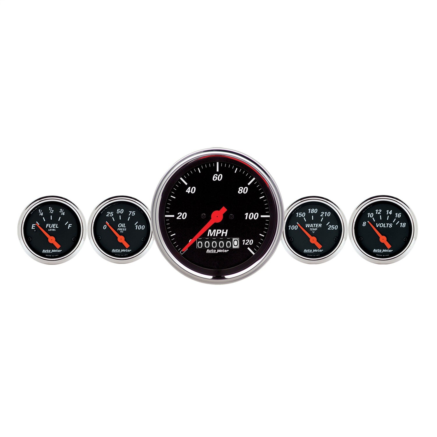 AutoMeter 1440 GAUGE KIT; 5 PC.; 3 3/8in./2 1/16in.; ELEC. SPEEDOMETER; DESIGNER BLACK AutoMeter 1440