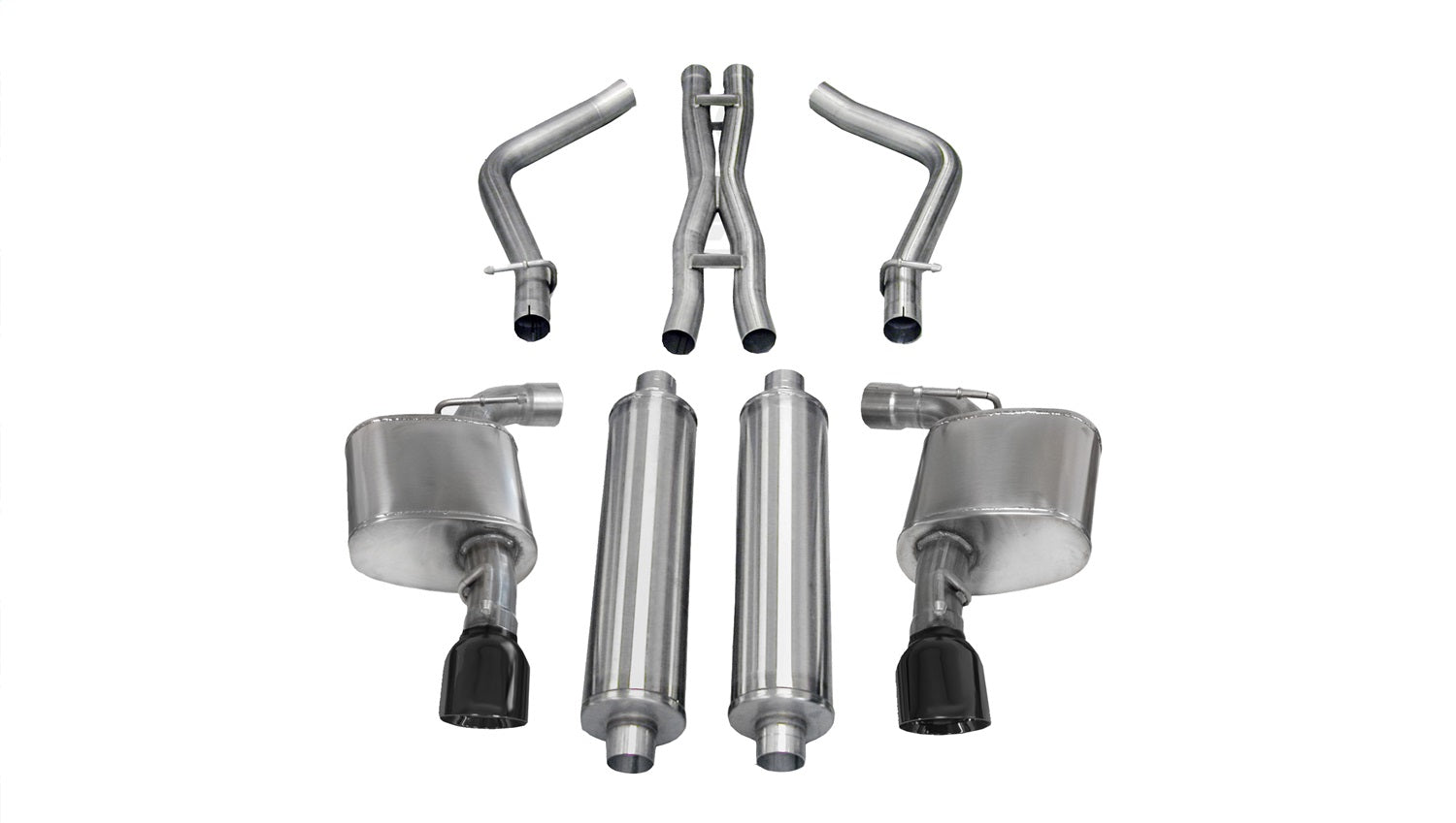 Corsa Performance 14463BLK 2.75in. Cat-Back Dual Rear Exit with Single 4.5in. Black PVD Pro-Series Tips Corsa Performance 14463BLK