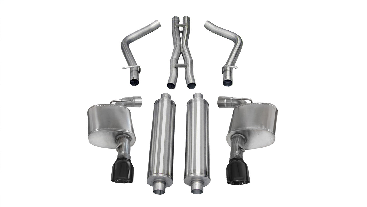 Corsa Performance 14464BLK 2.75in. Cat-Back Dual Rear Exit with Single 4.5in. Black PVD Pro-Series Tips Corsa Performance 14464BLK