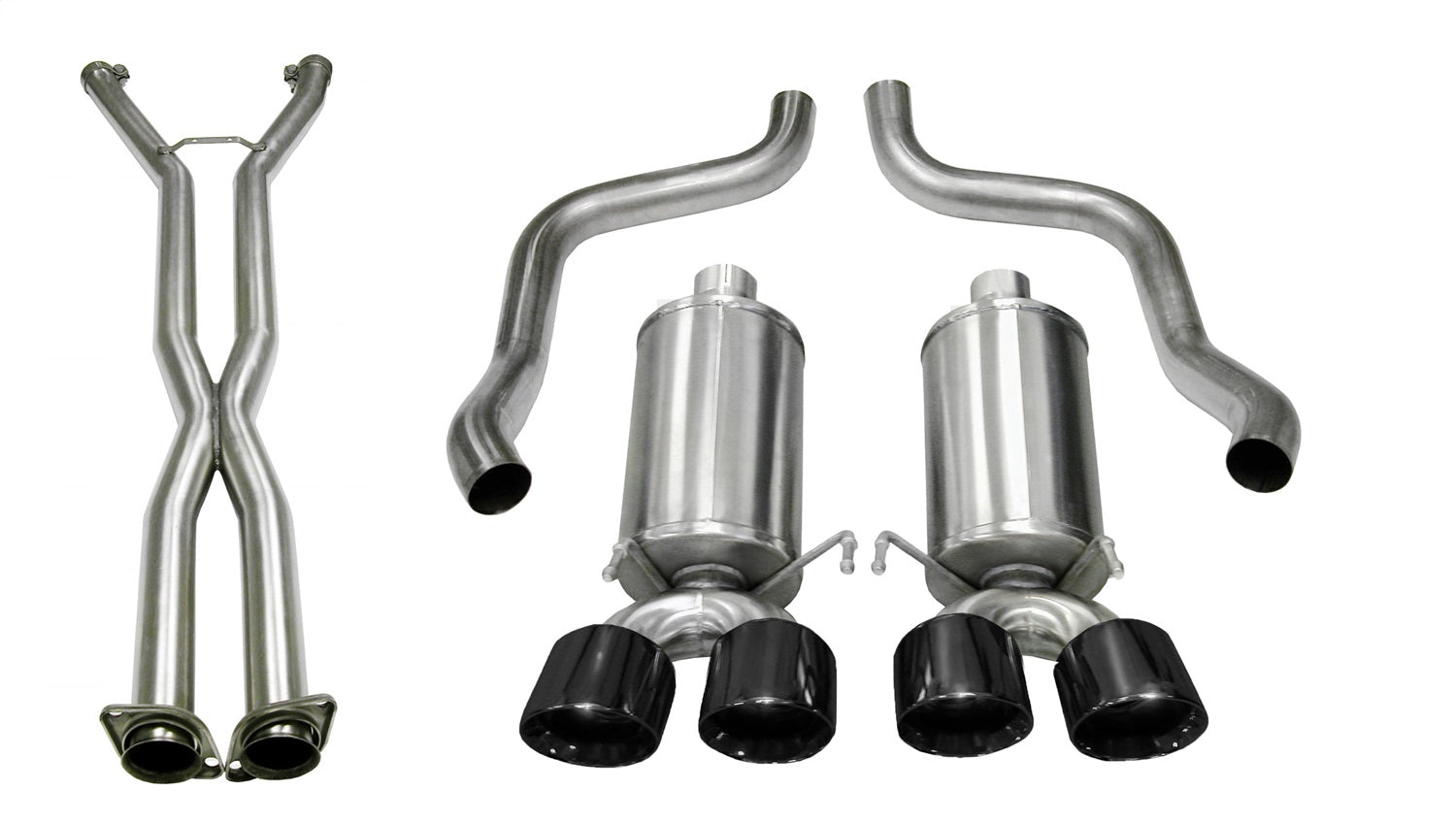 Corsa Performance 14470CBBLK 2.5in. Cat-Back Dual Rear Exit with Twin 3.5in. Black PVD Pro-Series Tips Corsa Performance 14470CBBLK