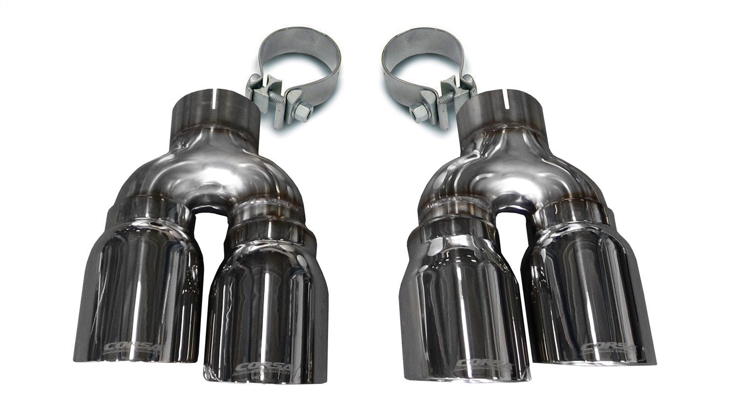 Corsa Performance 14479 Twin 4.0in. Polished Pro-Series Tip Kit (Clamps Included) Corsa Performance 14479