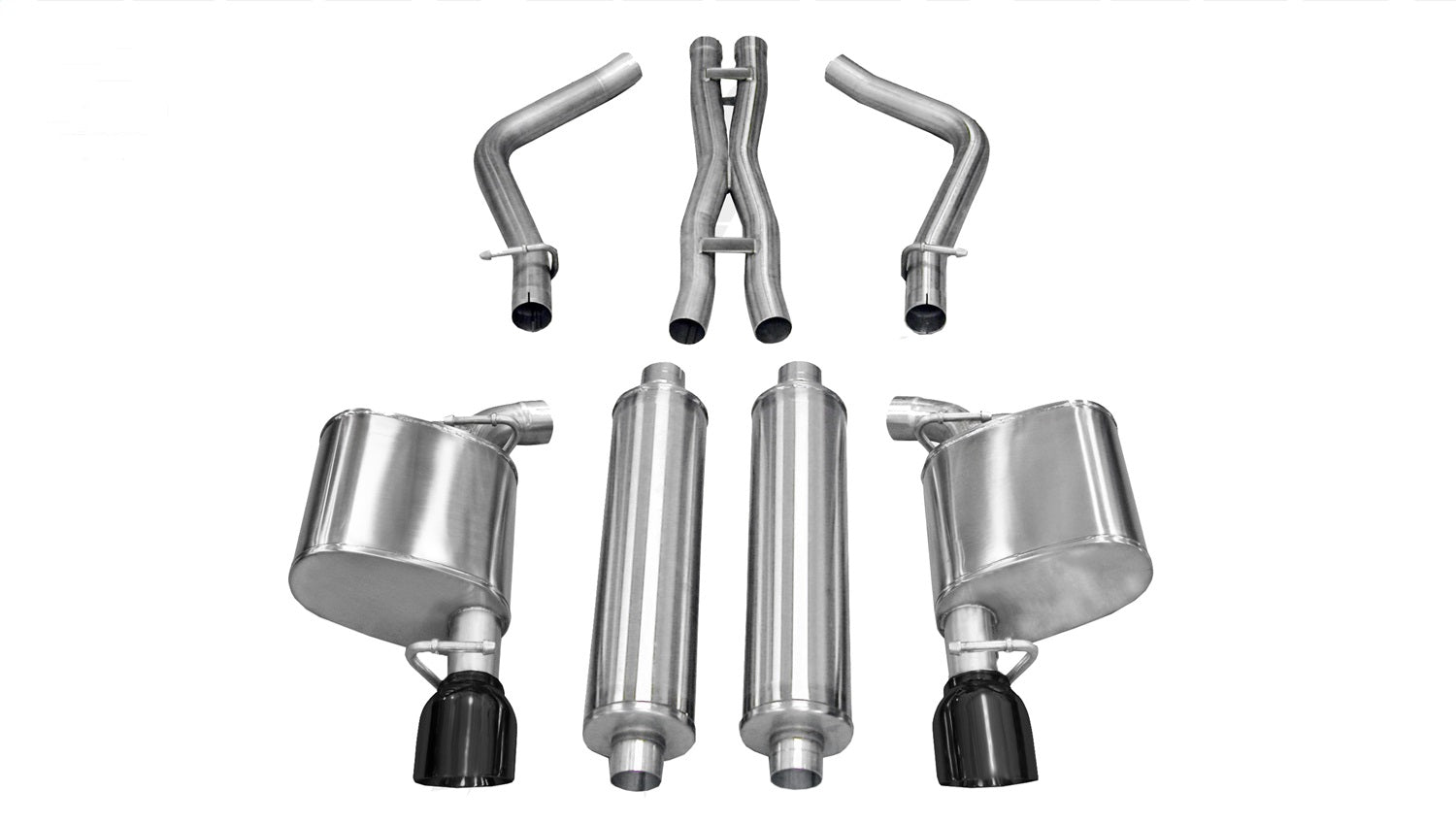 Corsa Performance 14535BLK 2.5in. Cat-Back Dual Rear Exit with Single 4.5in. Black PVD Pro-Series Tips Corsa Performance 14535BLK