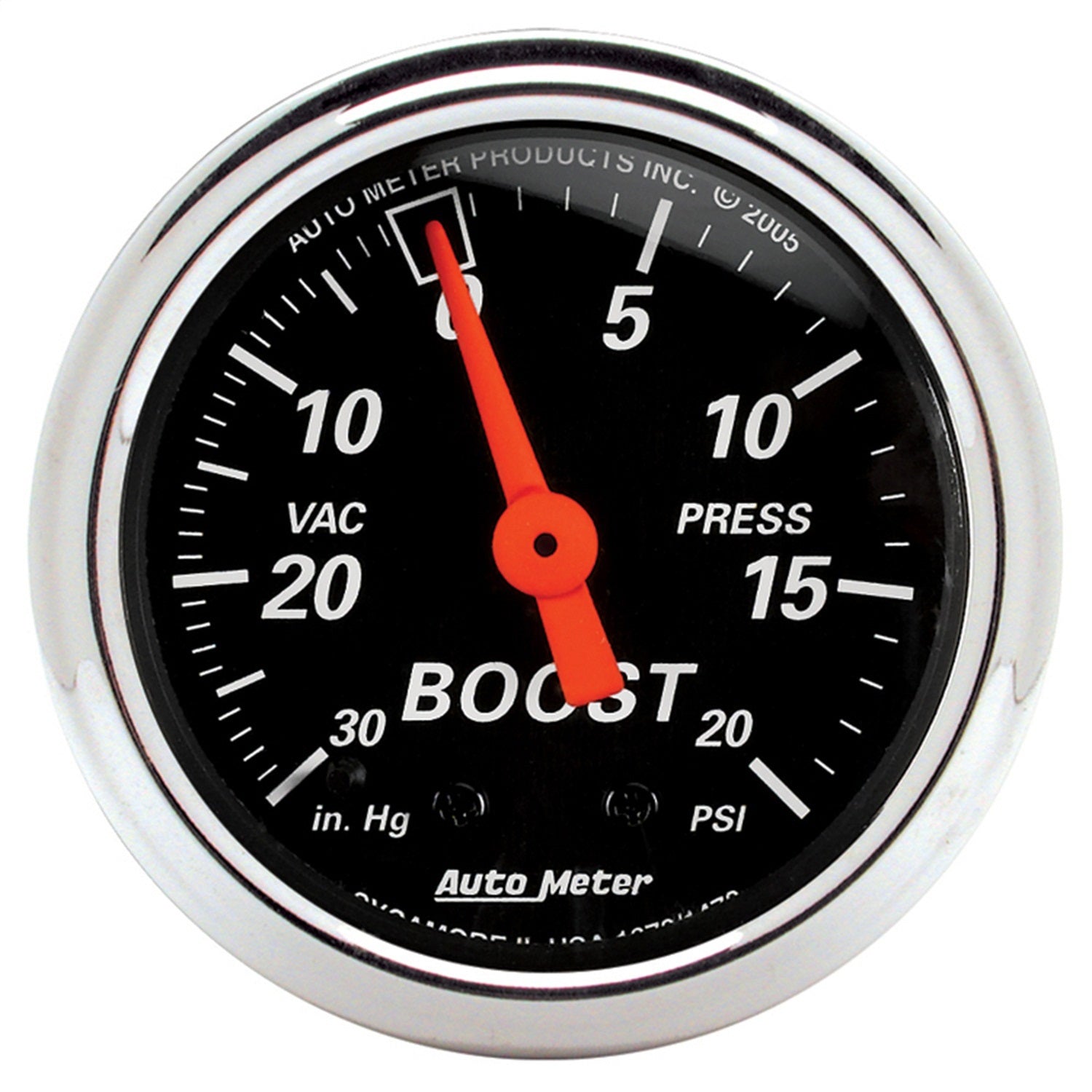 AutoMeter 1471 GAUGE; VAC/BOOST; 2 1/16in.; 30INHG-20PSI; MECHANICAL; DESIGNER BLACK AutoMeter 1471