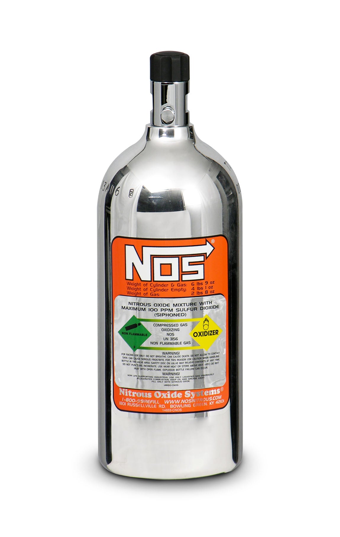 2.5 lb Nitrous Bottle w/ Polished Finish & Mini Hi-Flo Valve