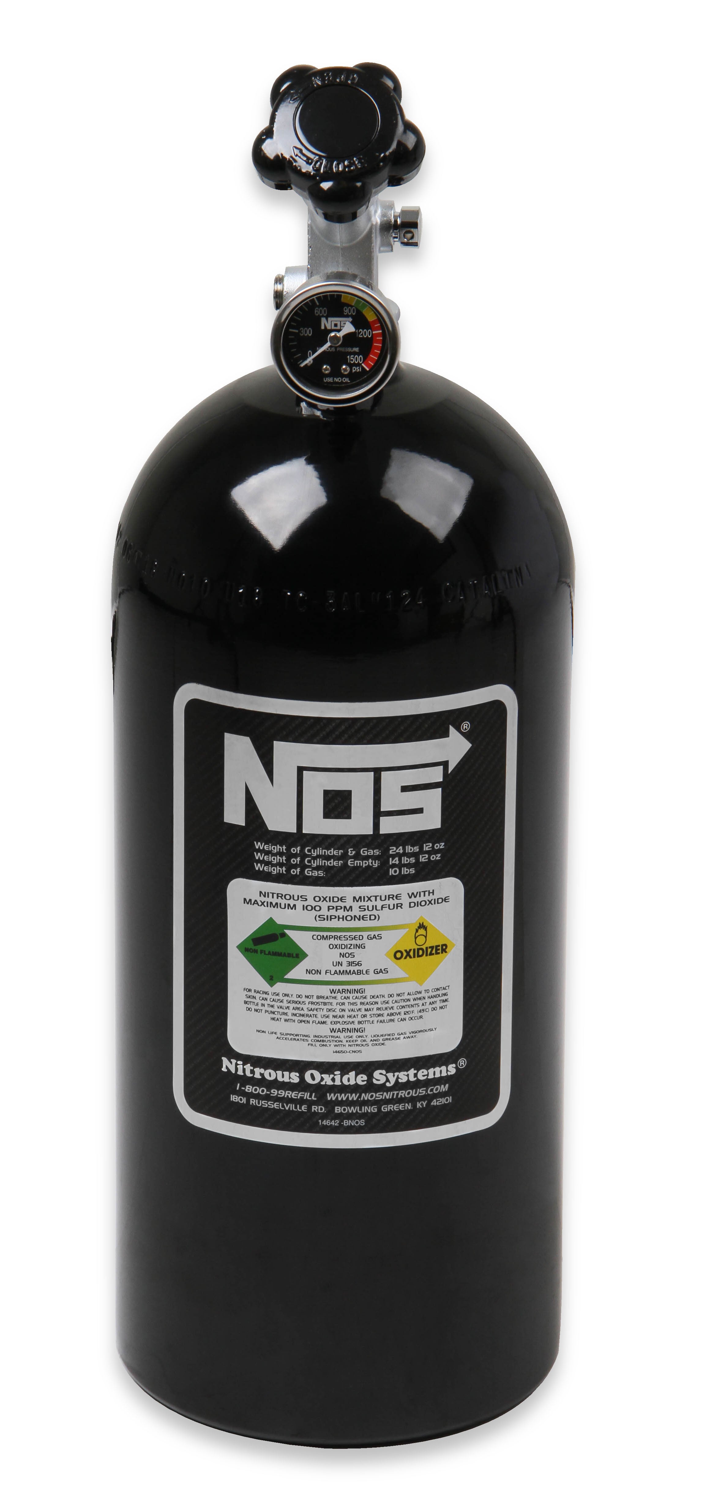 NOS/Nitrous Oxide System 14745BNOS NOS Bottle 10lb w/Super Hi-Flo Valve -  Black NOS/Nitrous Oxide System 14745BNOS