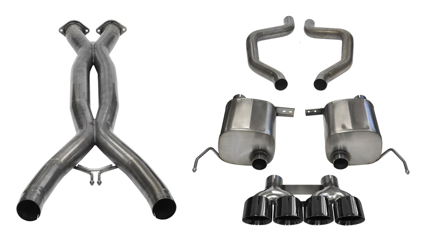 Corsa Performance 14766CBBLK 2.75in. Cat-Back Dual Rear Exit with Quad 4.5in. Black PVD Pro-Series Tips Corsa Performance 14766CBBLK