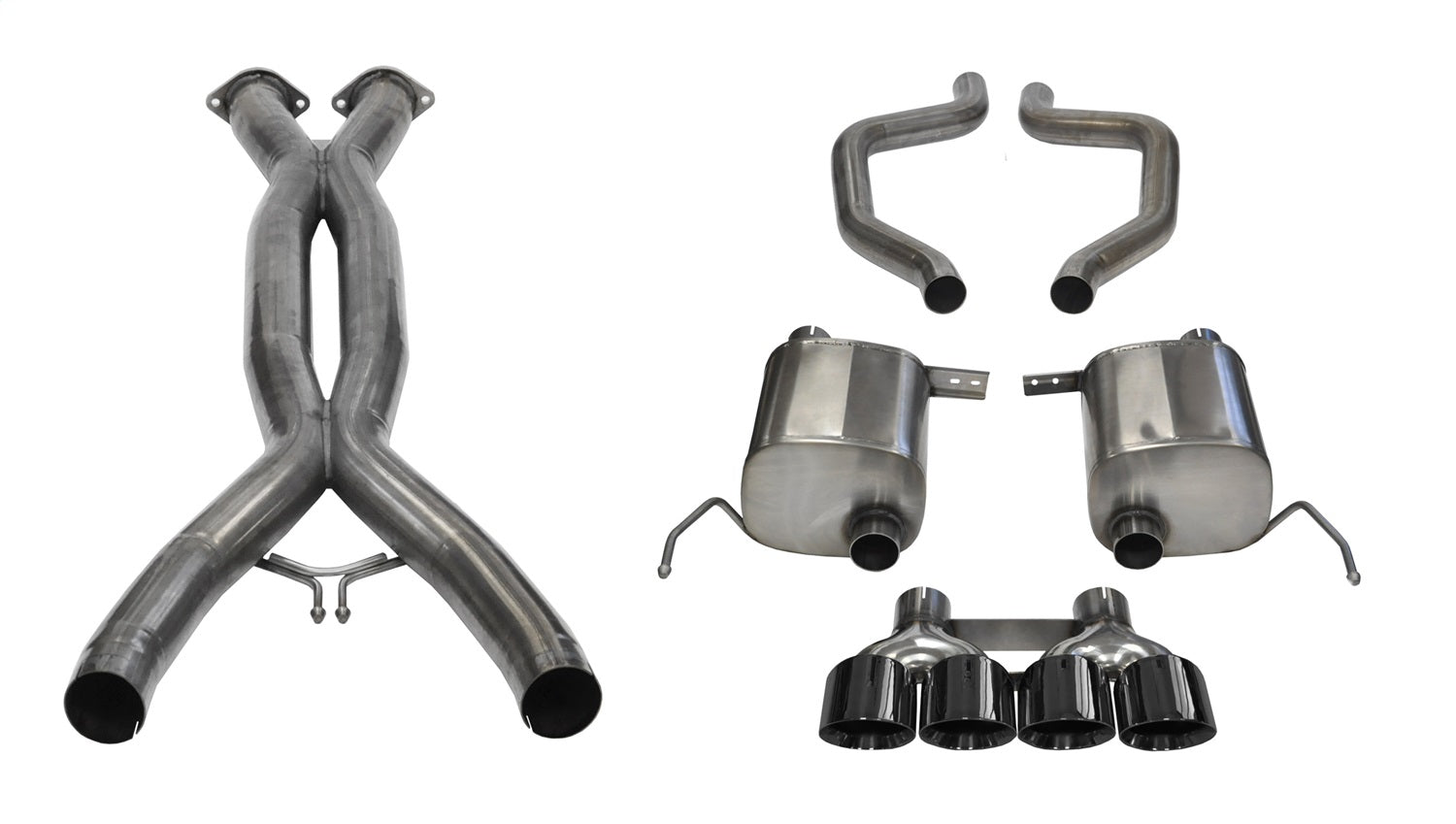 Corsa Performance 14768CBBLK 2.75in. Cat-Back Dual Rear Exit with Quad 4.5in. Black PVD Pro-Series Tips Corsa Performance 14768CBBLK