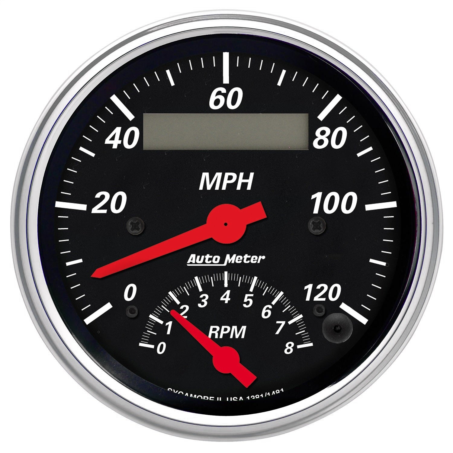 AutoMeter 1481 GAUGE; TACH/SPEEDO; 3 3/8in.; 120MPH/8K RPM; ELEC. PROGRAM.; DESIGNER BLK AutoMeter 1481