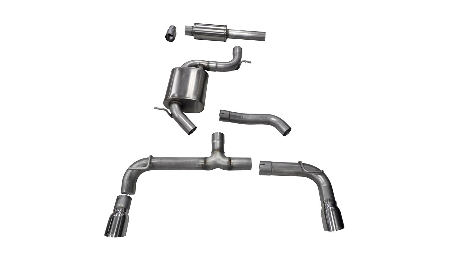 Corsa Performance 14834 3.0in. Cat-Back Dual Rear Exit with Single 4.0in. Polished Pro-Series Tips Corsa Performance 14834