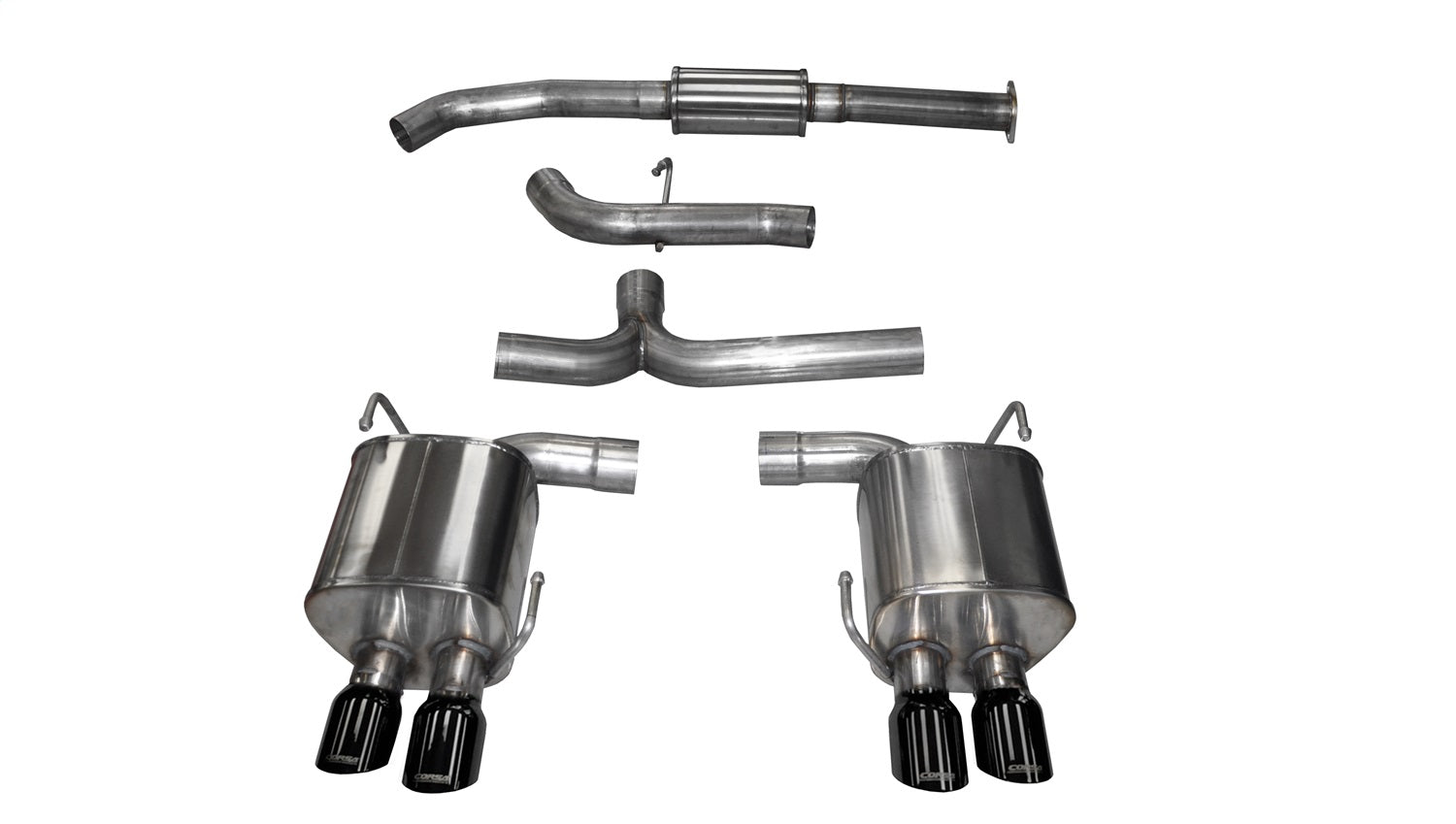 Corsa Performance 14857BLK 3.0in. Cat-Back Dual Rear Exit with Twin 3.5in. Black PVD Pro-Series Tips Corsa Performance 14857BLK
