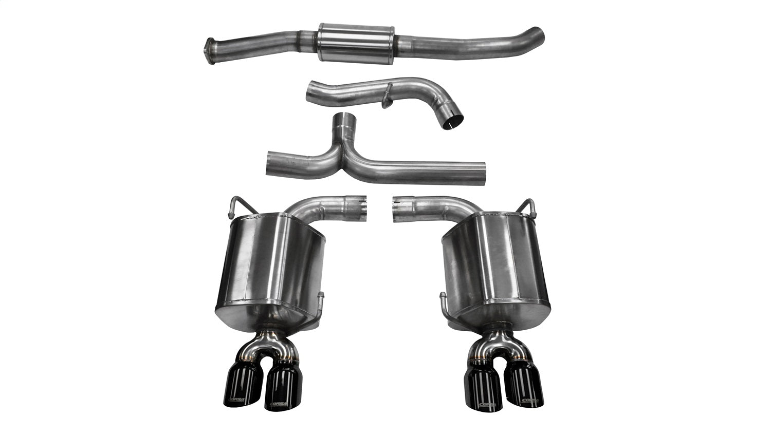 Corsa Performance 14863BLK 3.0in. Cat-Back Dual Rear Exit with Twin 3.5in. Black PVD Pro-Series Tips Corsa Performance 14863BLK