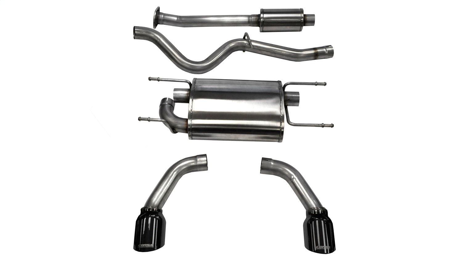 Corsa Performance 14864BLK 2.5in. Cat-Back Dual Rear Exit with Single 4.5in. Black PVD Pro-Series Tips Corsa Performance 14864BLK