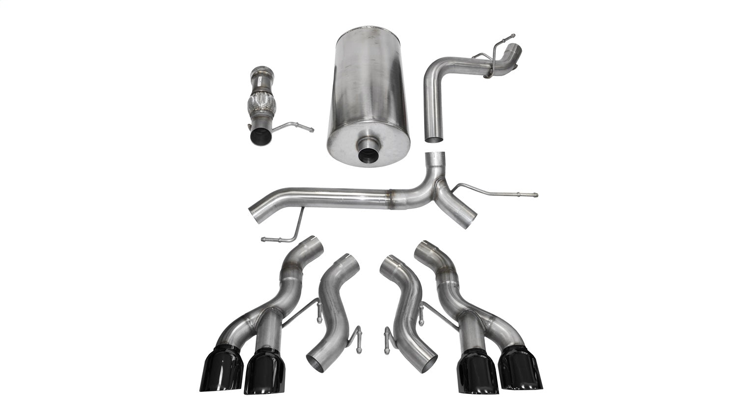 Corsa Performance 14887BLK 3.0in. Cat-Back Dual Rear Exit with Twin 4.5in. Black PVD Pro-Series Tips Corsa Performance 14887BLK