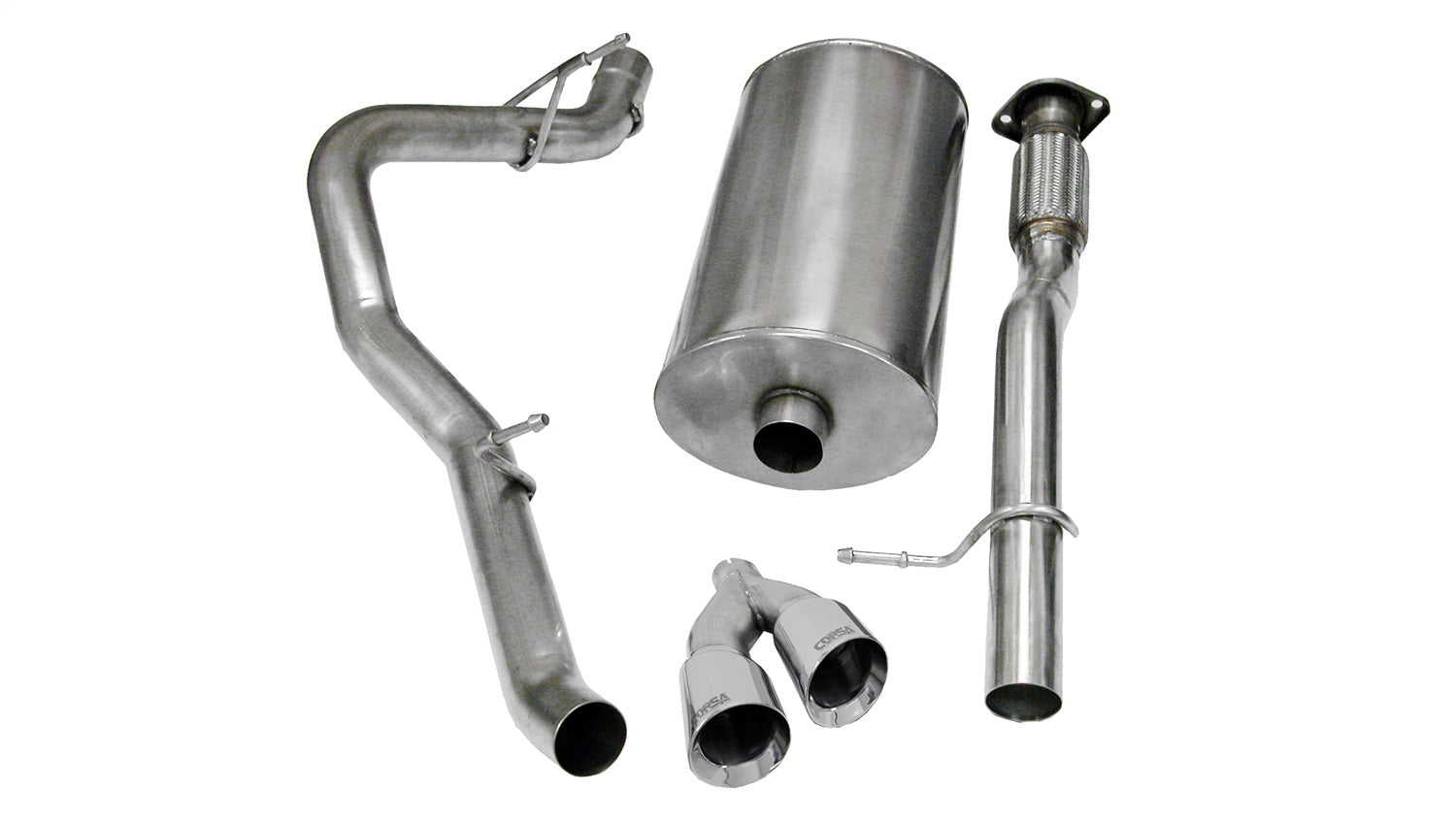 Corsa Performance 14914 3.0in. Cat-Back Single Side Exit with Twin 4.0in. Polished Pro-Series Tips Corsa Performance 14914