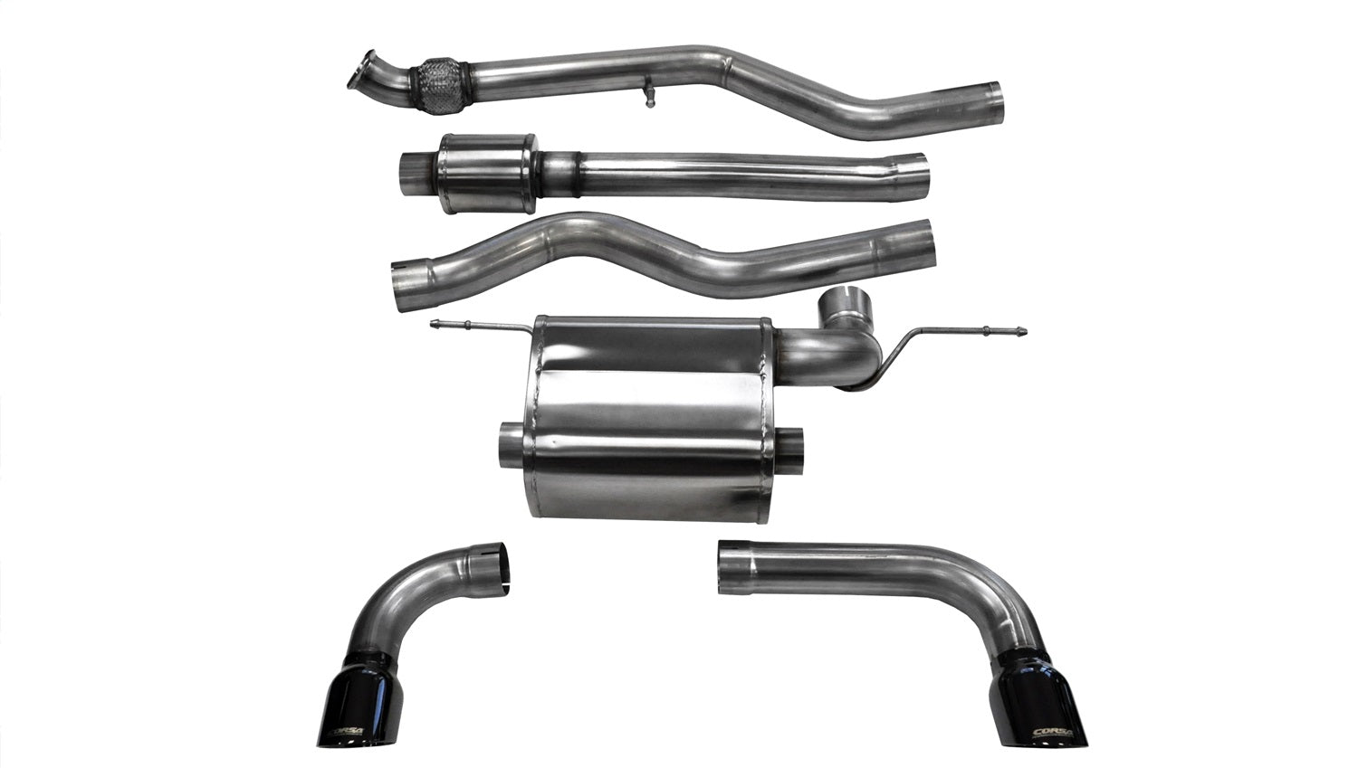 Corsa Performance 14937BLK 3.0in. Cat-Back Dual Rear Exit with Single 3.5in. Black PVD Pro-Series Tips Corsa Performance 14937BLK