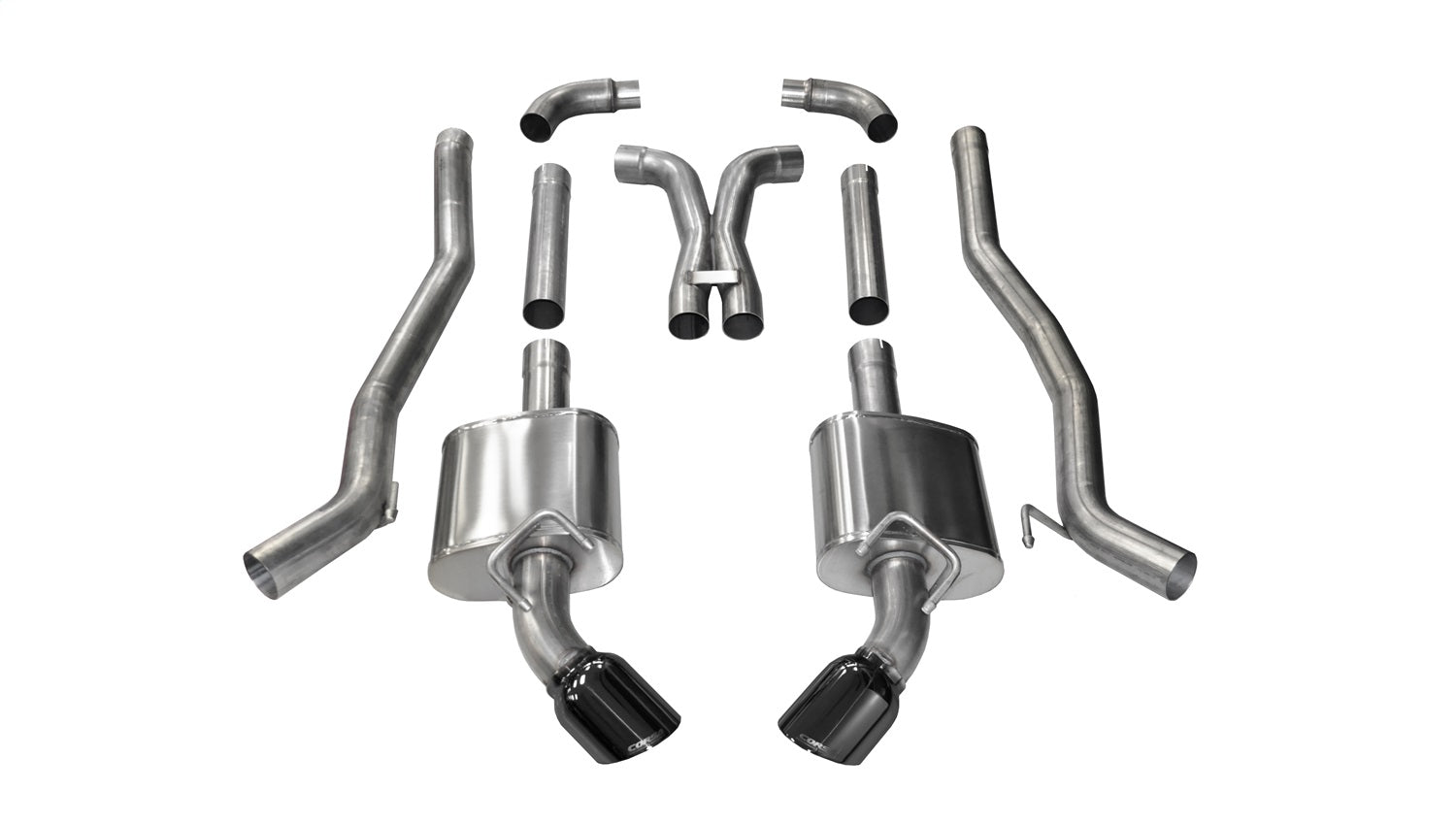Corsa Performance 14968BLK 3.0in. Cat-Back Dual Rear Exit with Single 4.5in. Black PVD Pro-Series Tips Corsa Performance 14968BLK