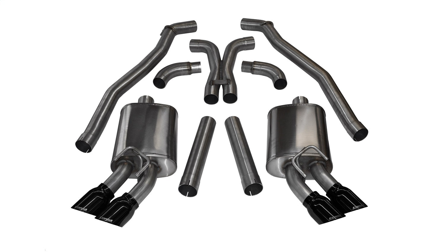 Corsa Performance 14971BLK 3.0in. Cat-Back Dual Rear Exit with Twin 4.0in. Black PVD Pro-Series Tips Corsa Performance 14971BLK
