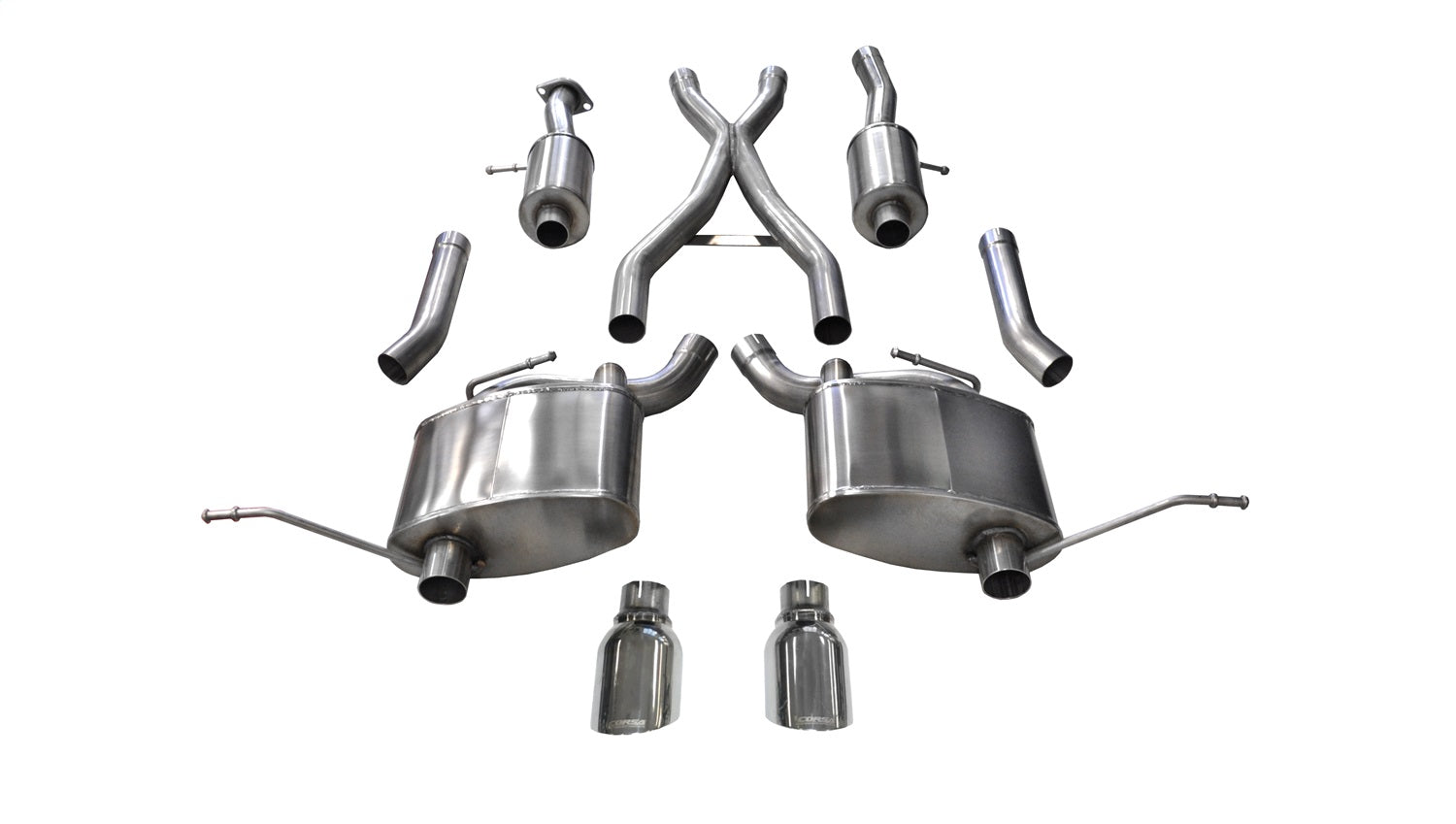 Corsa Performance 14980 2.5in. Cat-Back Dual Rear Exit with Single 4.5in. Polished Pro-Series Tips Corsa Performance 14980