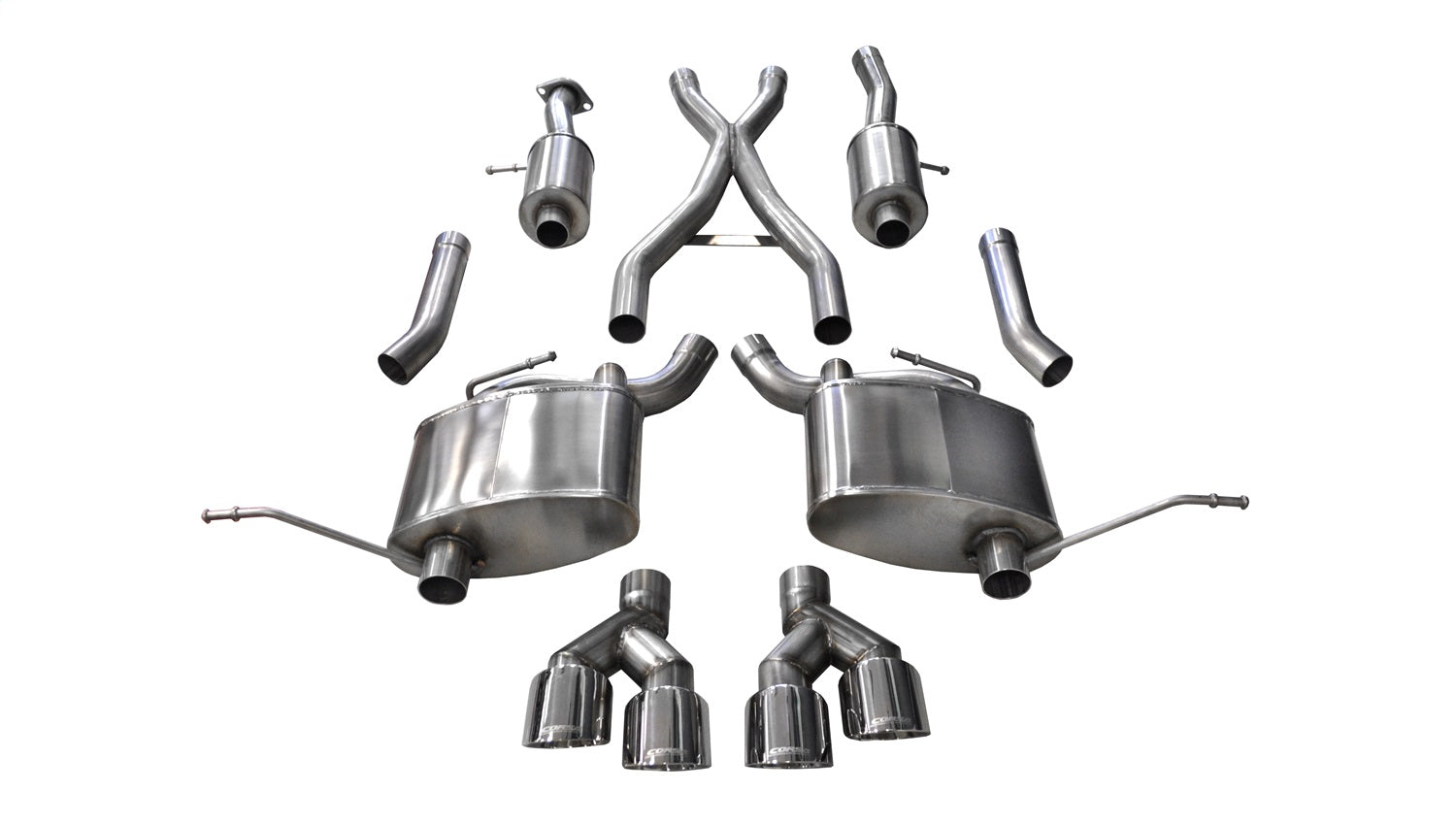 Corsa Performance 14984 2.5in. Cat-Back Dual Rear Exit with Twin 4.0in. Polished Pro-Series Tips Corsa Performance 14984