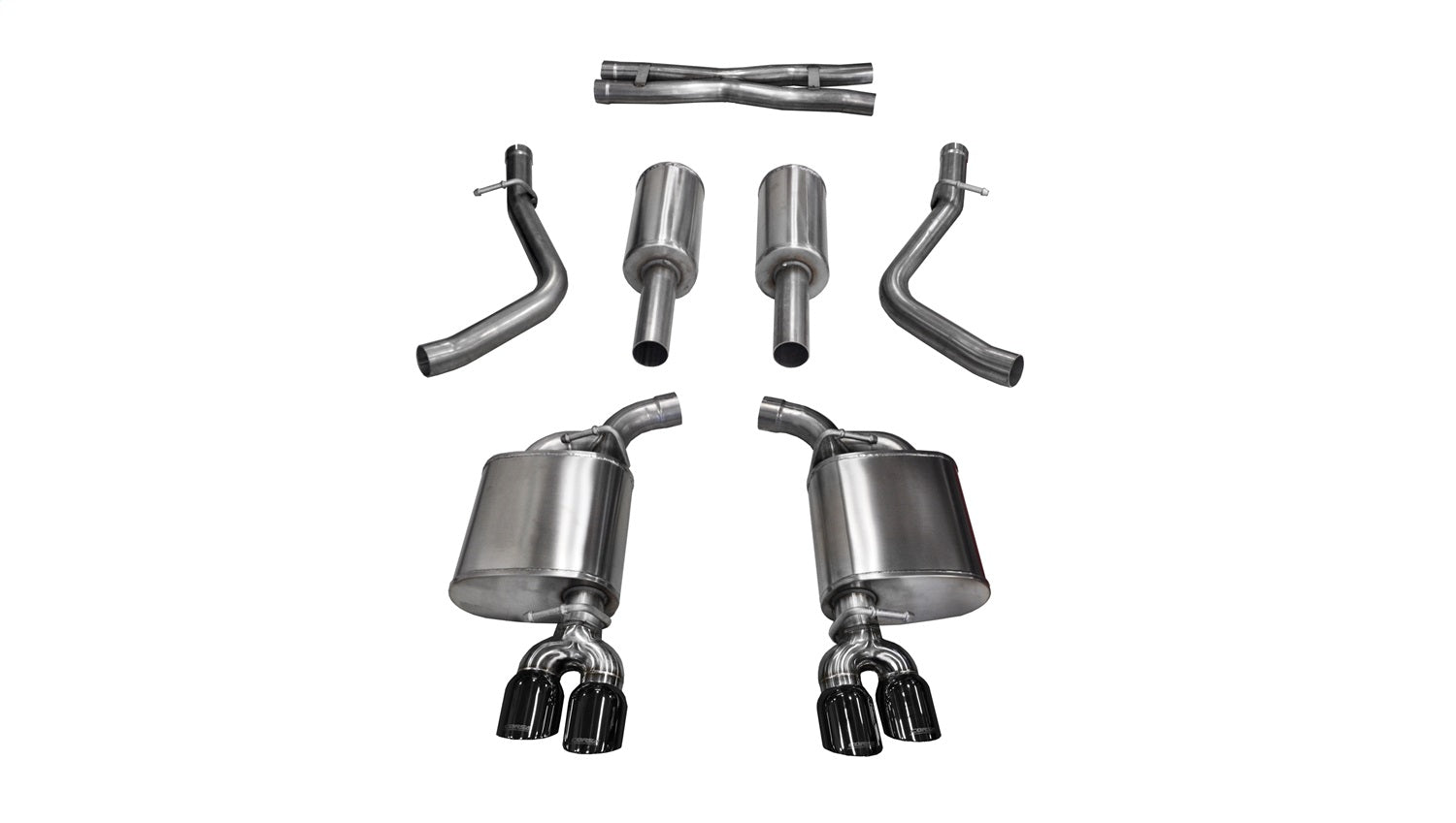 Corsa Performance 14986BLK 2.5in. Cat-Back Dual Rear Exit with Twin 3.5in. Black PVD Pro-Series Tips Corsa Performance 14986BLK