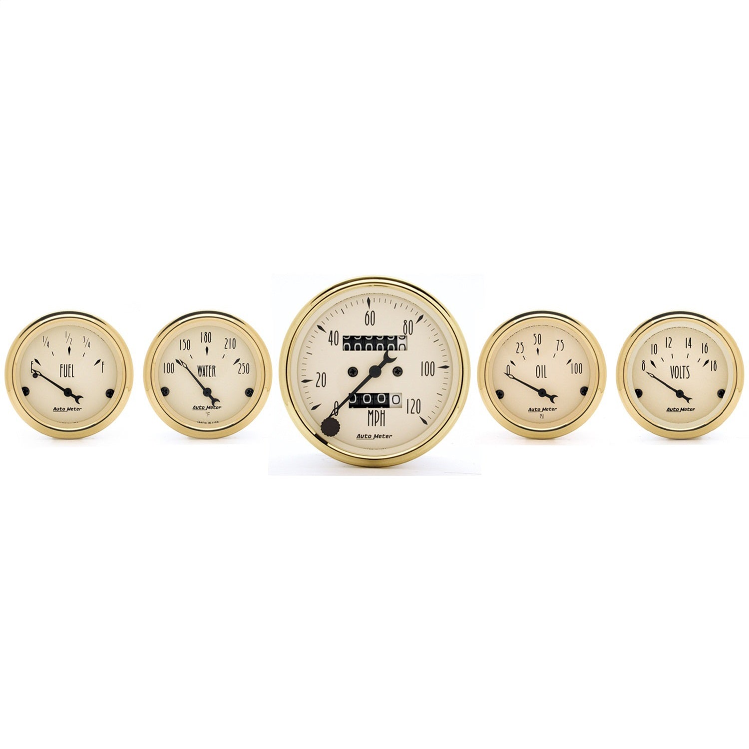 AutoMeter 1501 GAUGE KIT; 5 PC.; 3 1/8in./2 1/16in.; MECH. SPEEDOMETER; GOLDEN OLDIES AutoMeter 1501