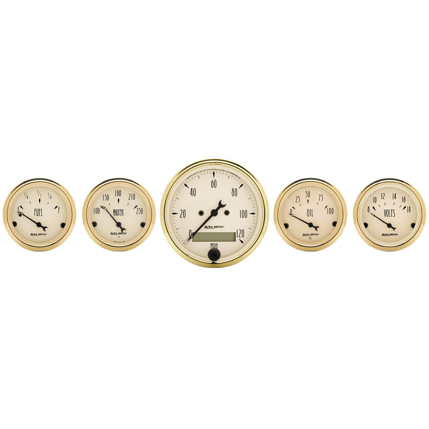 AutoMeter 1502 GAUGE KIT; 5 PC.; 3 1/8in./2 1/16in.; ELEC. SPEEDOMETER; GOLDEN OLDIES AutoMeter 1502