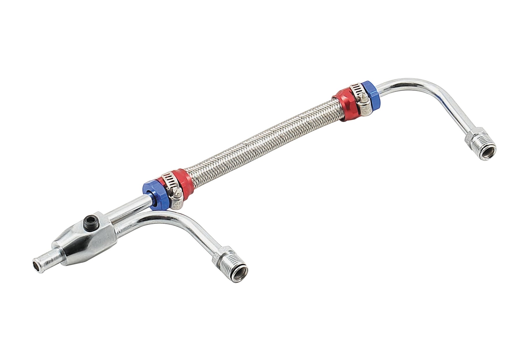 Mr Gasket 1556G Adjustable Fuel Line; Fits Holley 4150/4160 Carburetors; Red/Blue Hose Ends; Mr Gasket 1556G