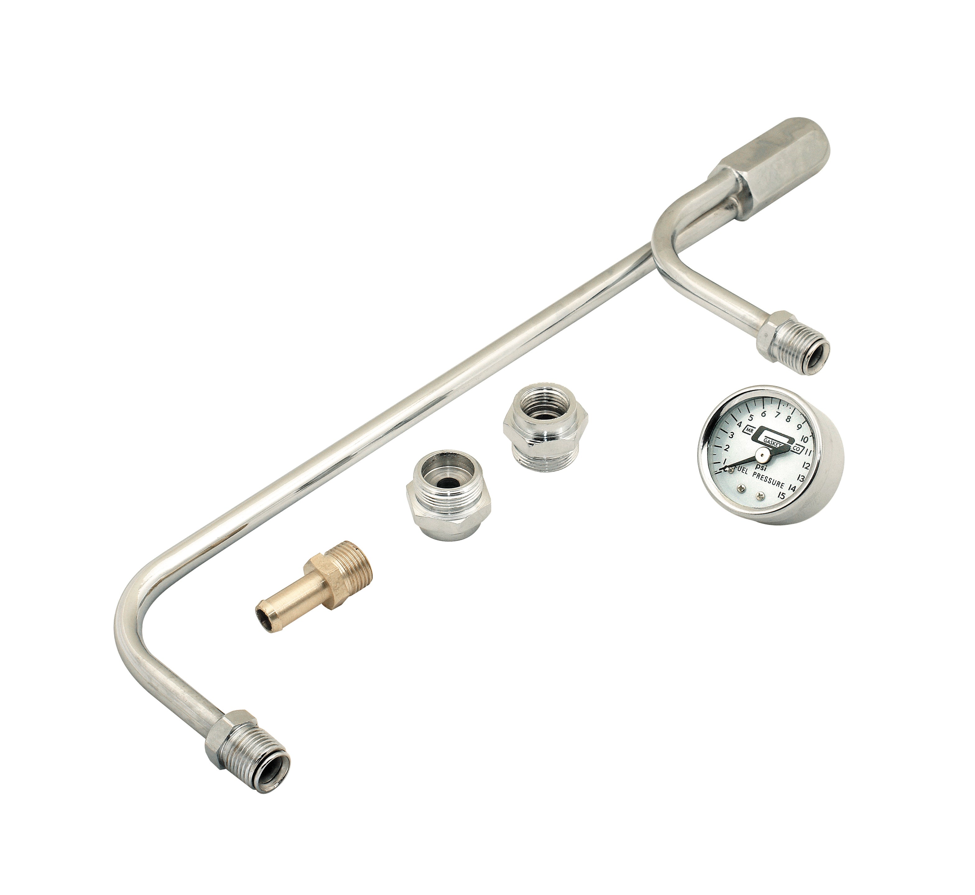 Mr Gasket 1559 Chrome Plated Fuel Lines With Fuel Pressure Gauge Mr Gasket 1559